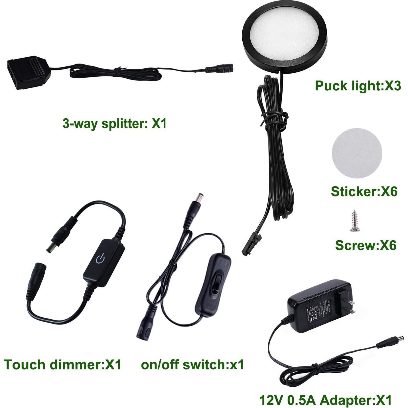 Kit de Iluminación LED Bajo Gabinete AIBOO 3 Luces Blanco Cálido