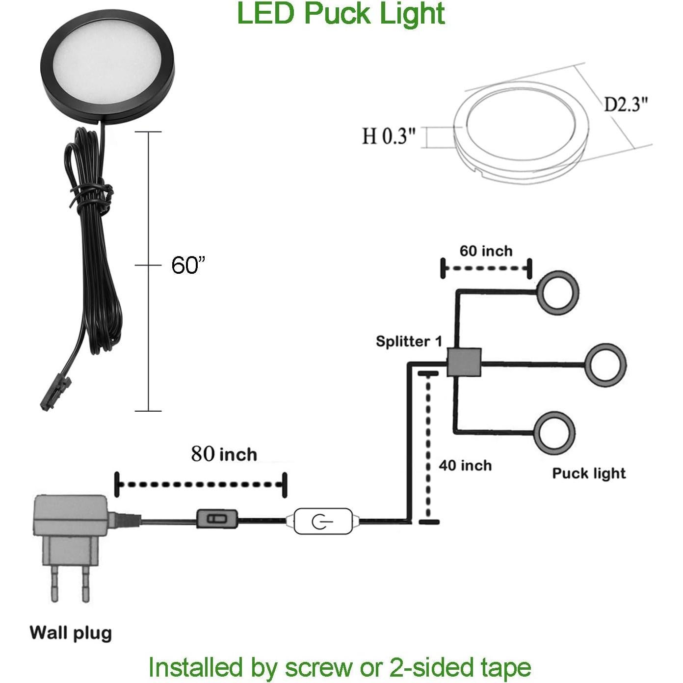 Kit de Iluminación LED Bajo Gabinete AIBOO 3 Luces Blanco Cálido