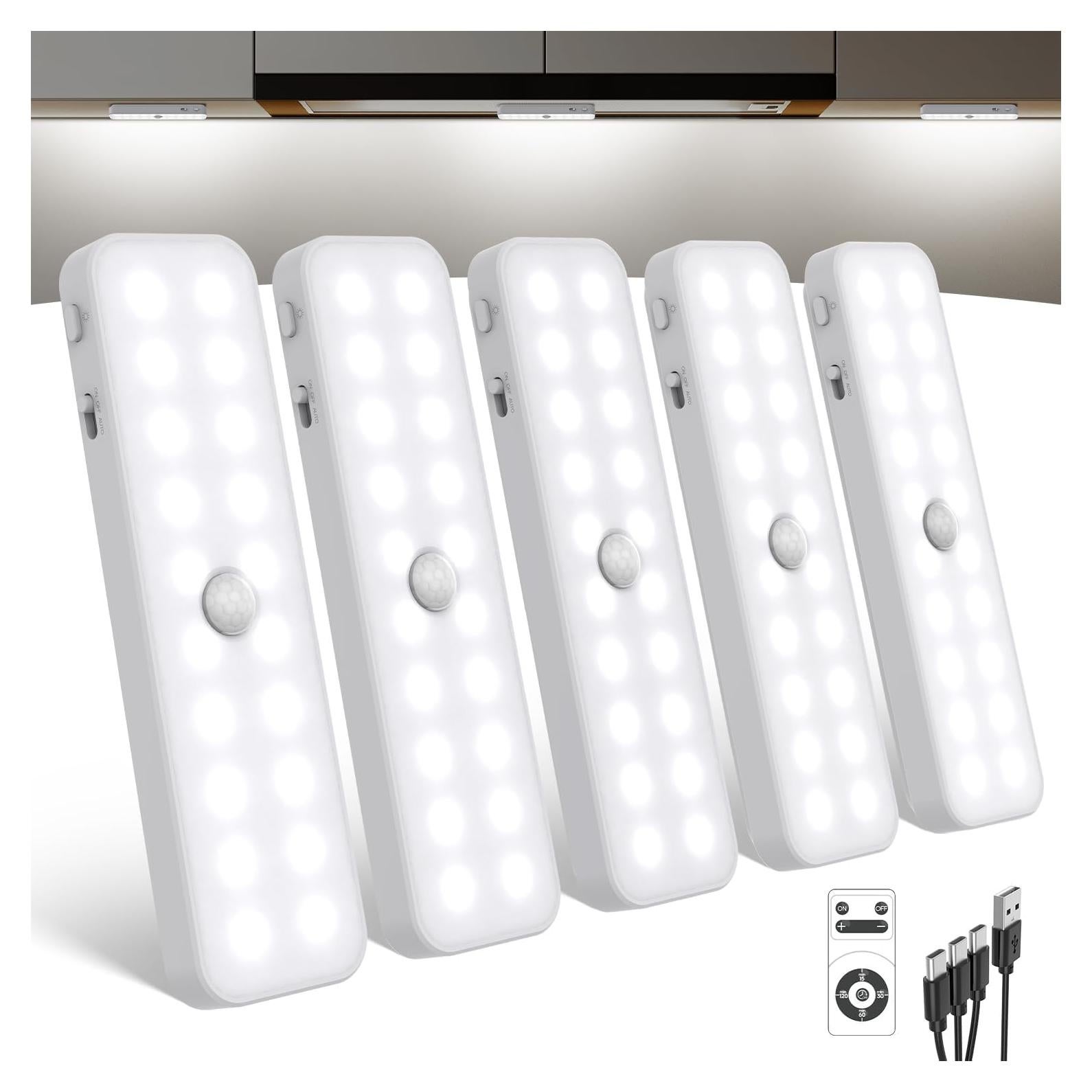 Paquete de 5 luces LED recargables Goodea con sensor de movimiento