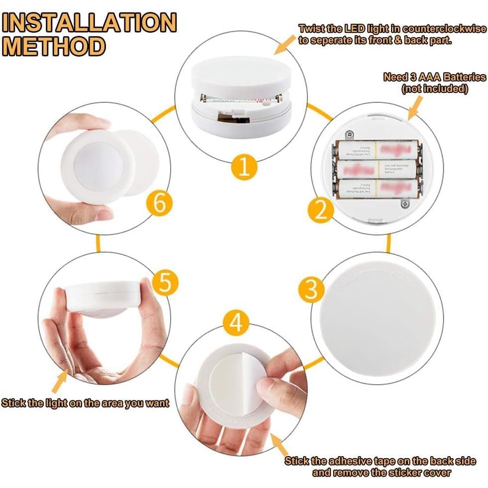Luz LED Puck Inalámbrica 16 Colores Paquete de 3 con Control Remoto
