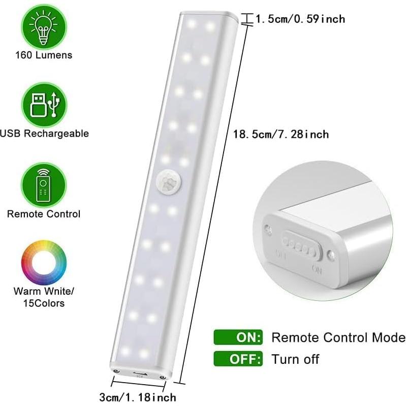 Lámpara Bajo Gabinete Inalámbrica Haigvel H-8126 RGB 15 Colores