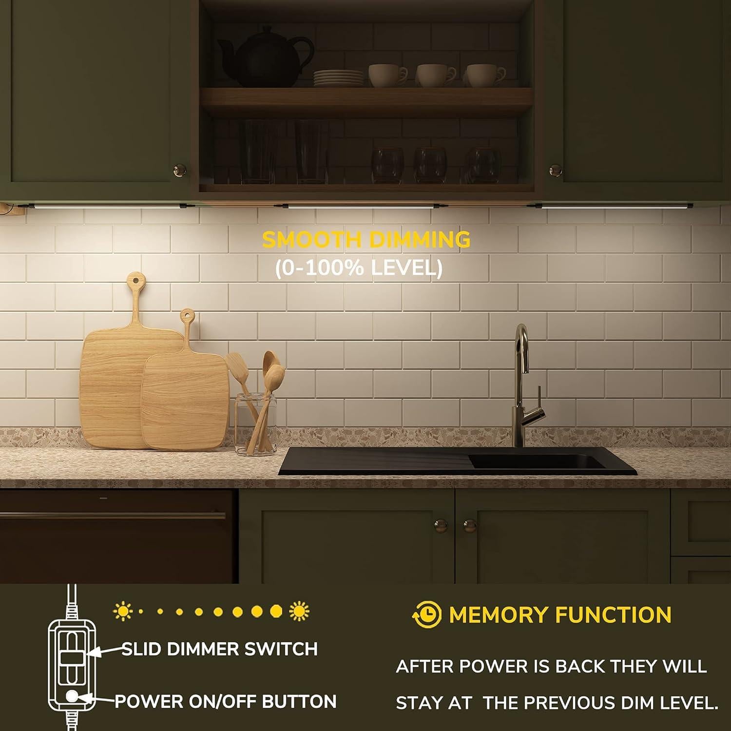 GETINLIGHT Luz LED 30.48 cm para Cocina, Paquete de 3, 660 Lúmenes