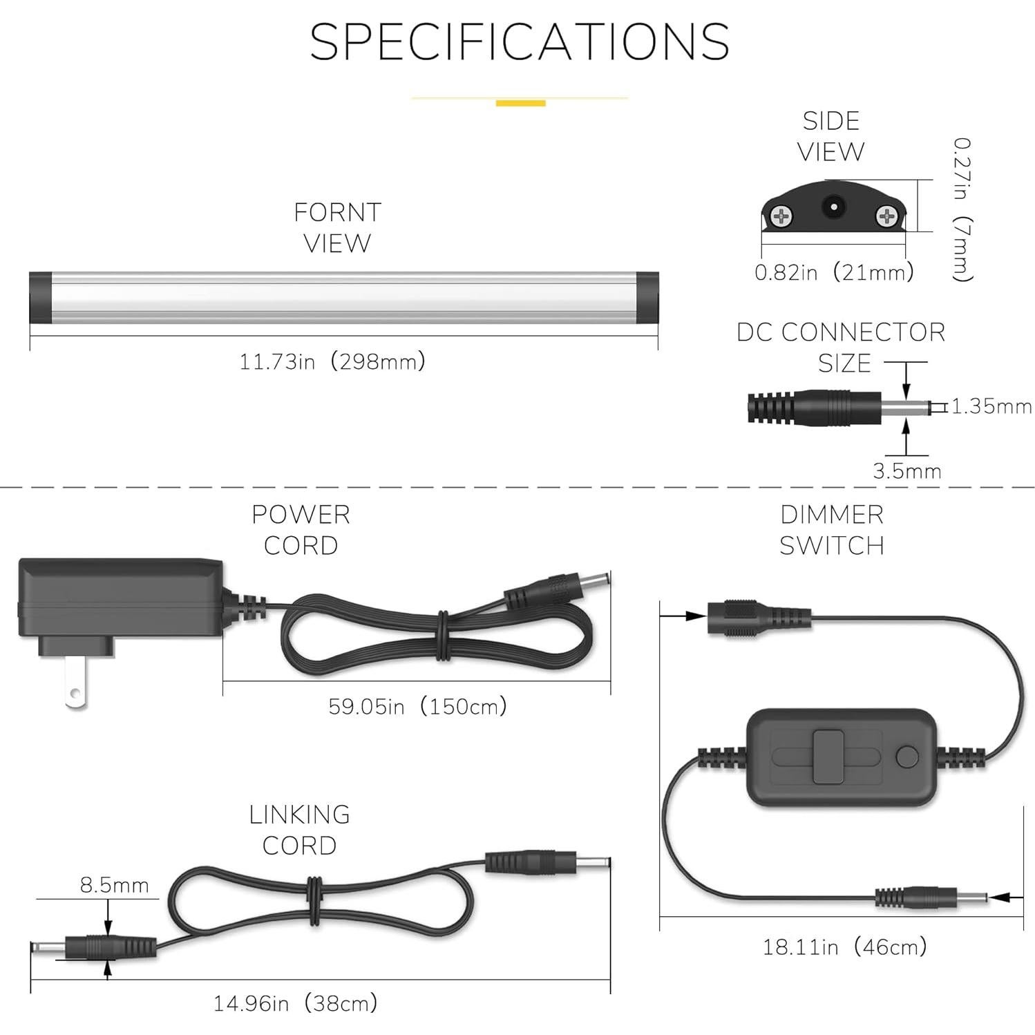 GETINLIGHT Luz LED 30.48 cm para Cocina, Paquete de 3, 660 Lúmenes