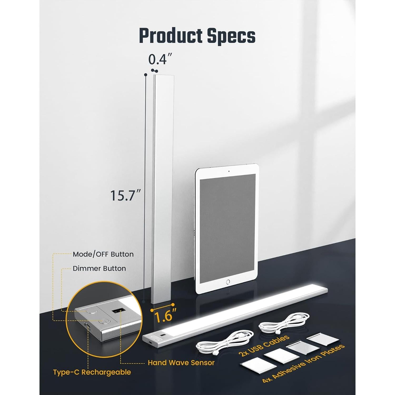 Luz de Gabinete Inalámbrica SUPERDANNY 40cm con Sensor de Mano