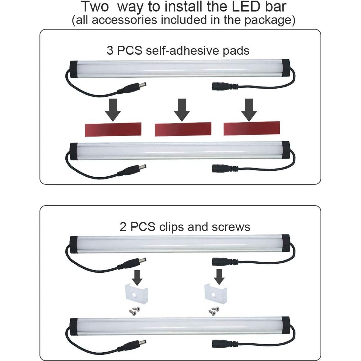 Litever Barra de Iluminación Bajo Gabinete 12VDC 3000K - Paquete de 2