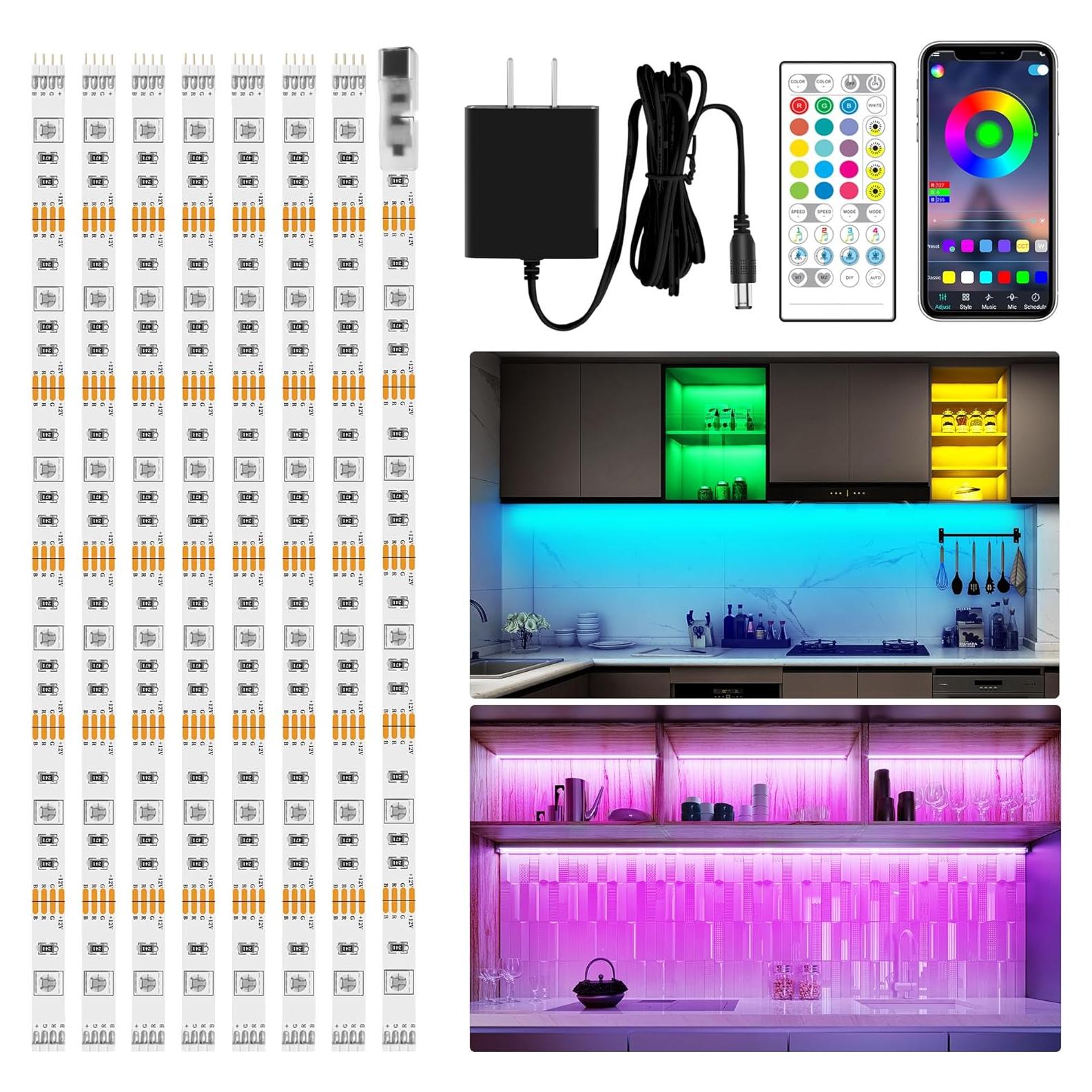 Kit de Iluminación RGB Bajo Gabinete Maylit 13 pies, 8 PCS