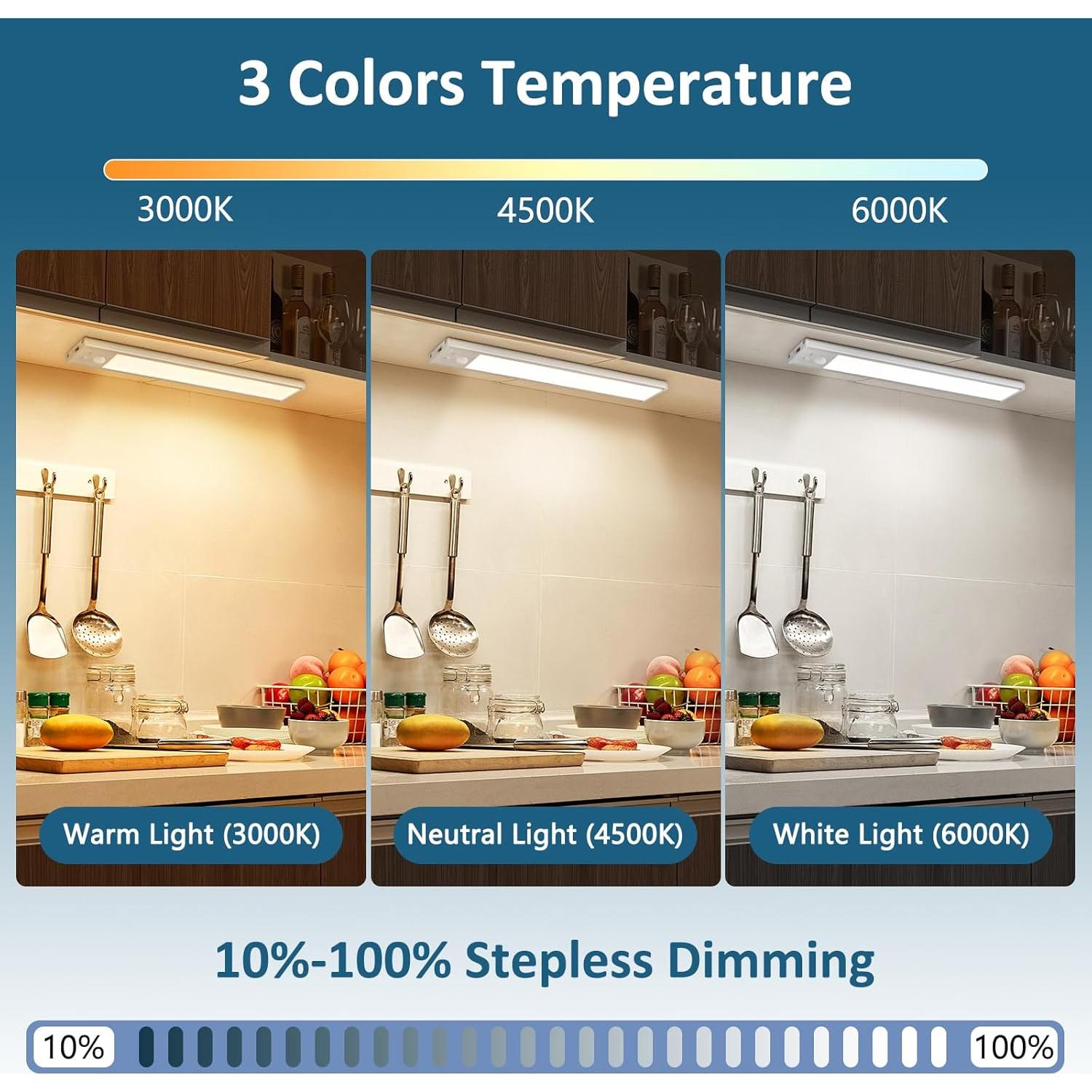 Luces Bajo Gabinete Ascher 38.6cm Recargables Sensor Movimiento