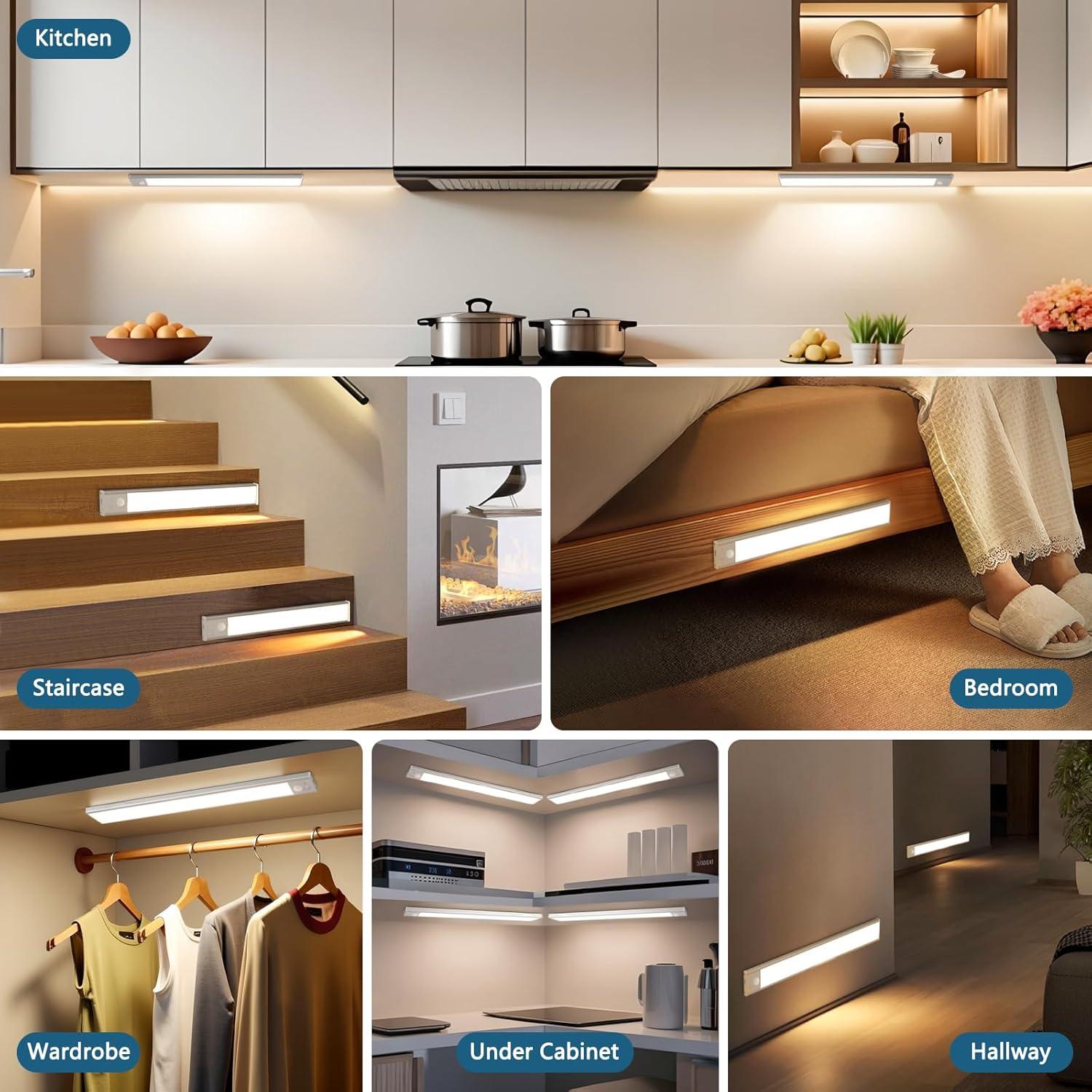 Luces Bajo Gabinete Ascher 38.6cm Recargables Sensor Movimiento