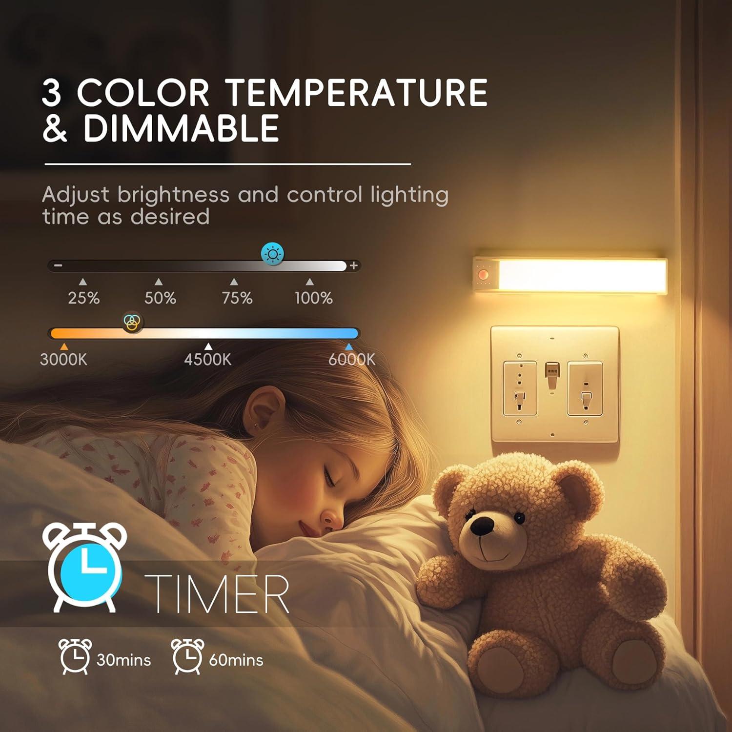 Lexall Luz Bajo Gabinete LED 60 LEDs Recargable con Sensor