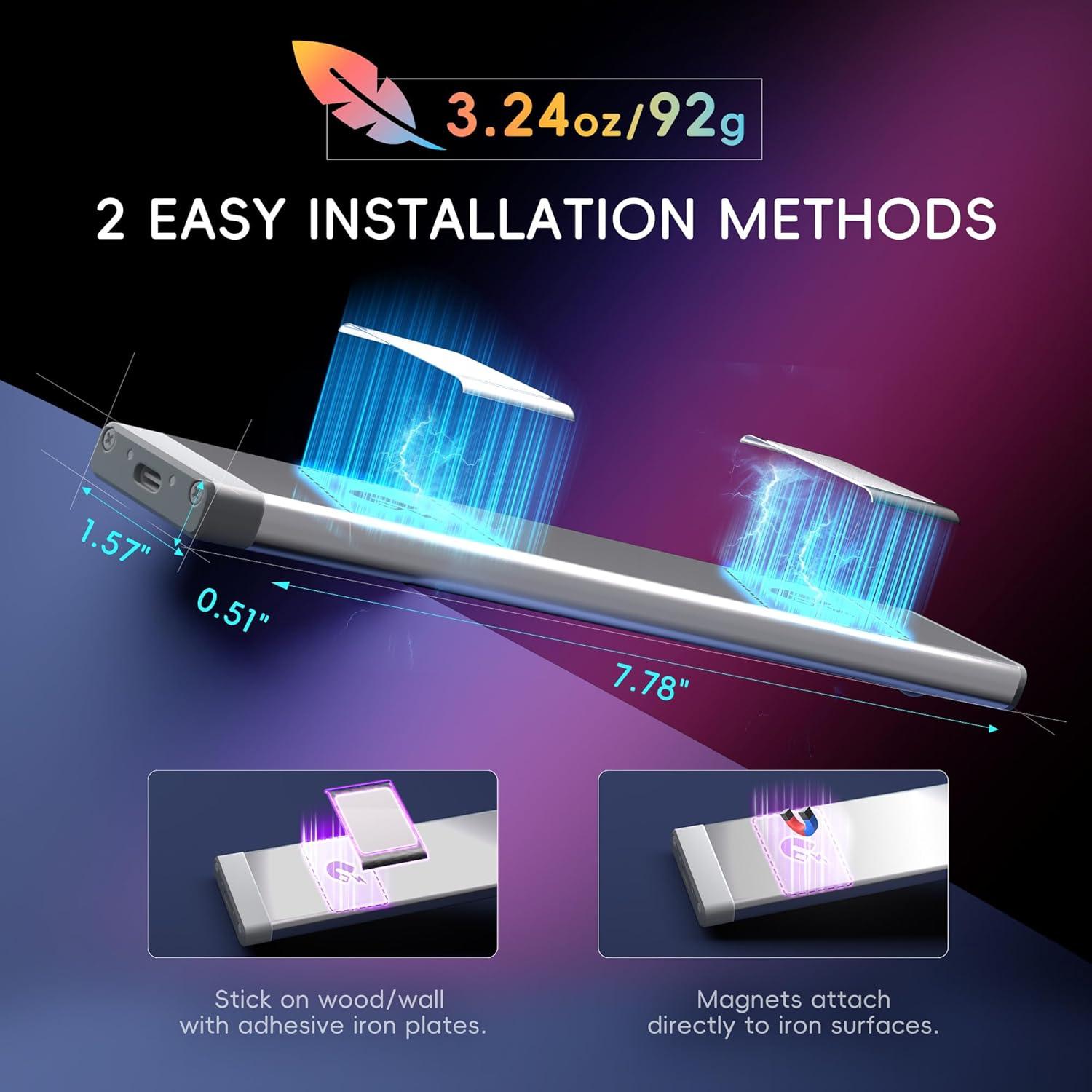 Lexall Luz Bajo Gabinete LED 60 LEDs Recargable con Sensor