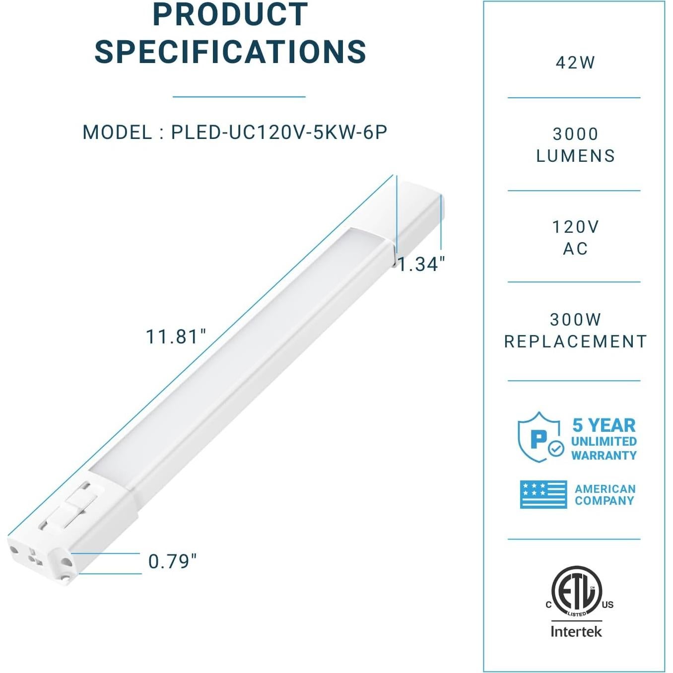 Kit de Iluminación LED Bajo Gabinete Parmida 30.48 cm 42W 5CCT