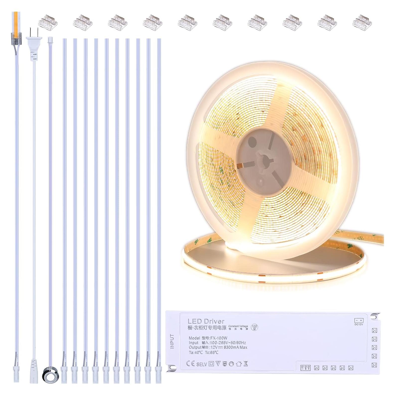 Kit de Iluminación LED COB 10m 12V ZHONG YI Luz Blanca 4000K