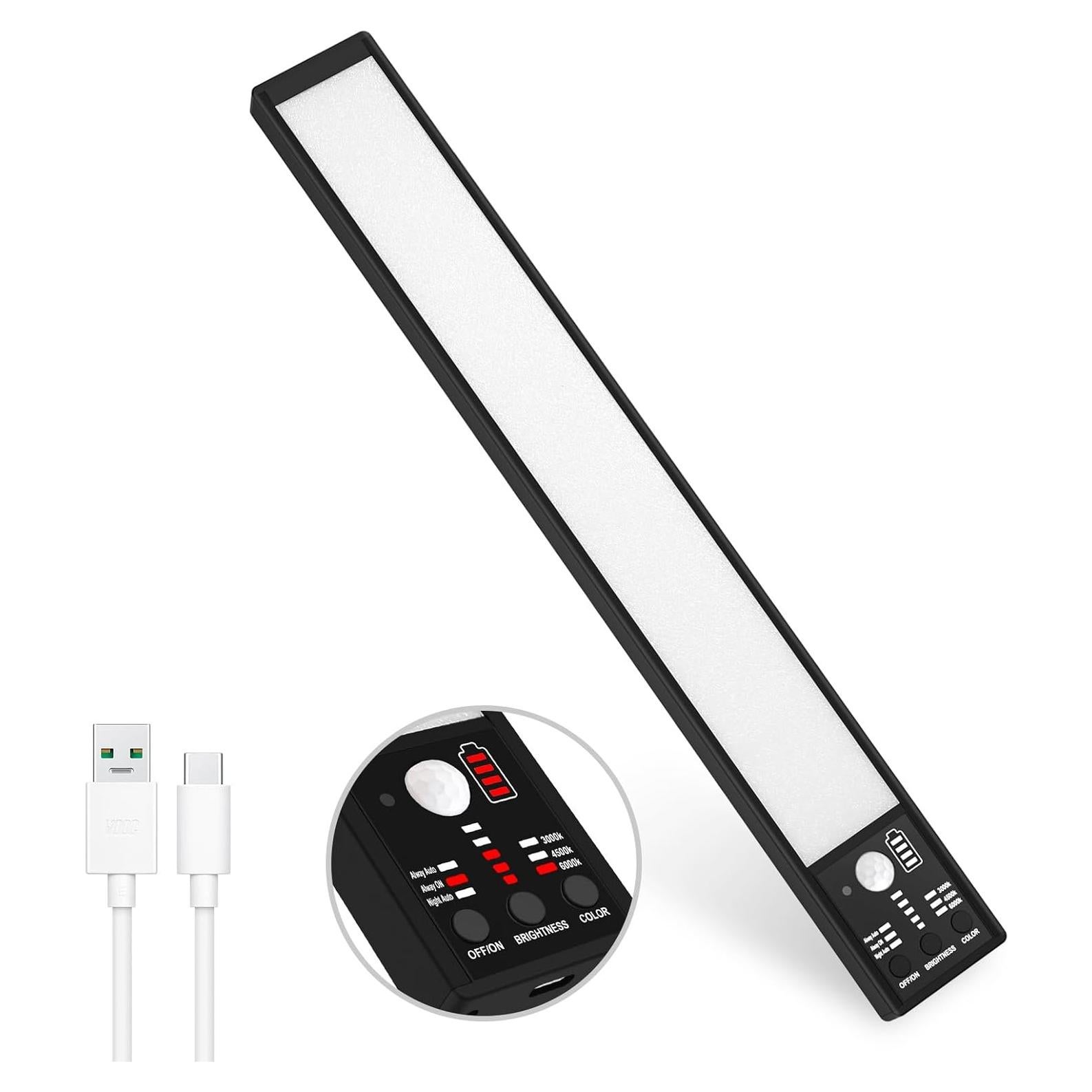 YELKO Luz Bajo Gabinete 30cm con Sensor de Movimiento Recargable