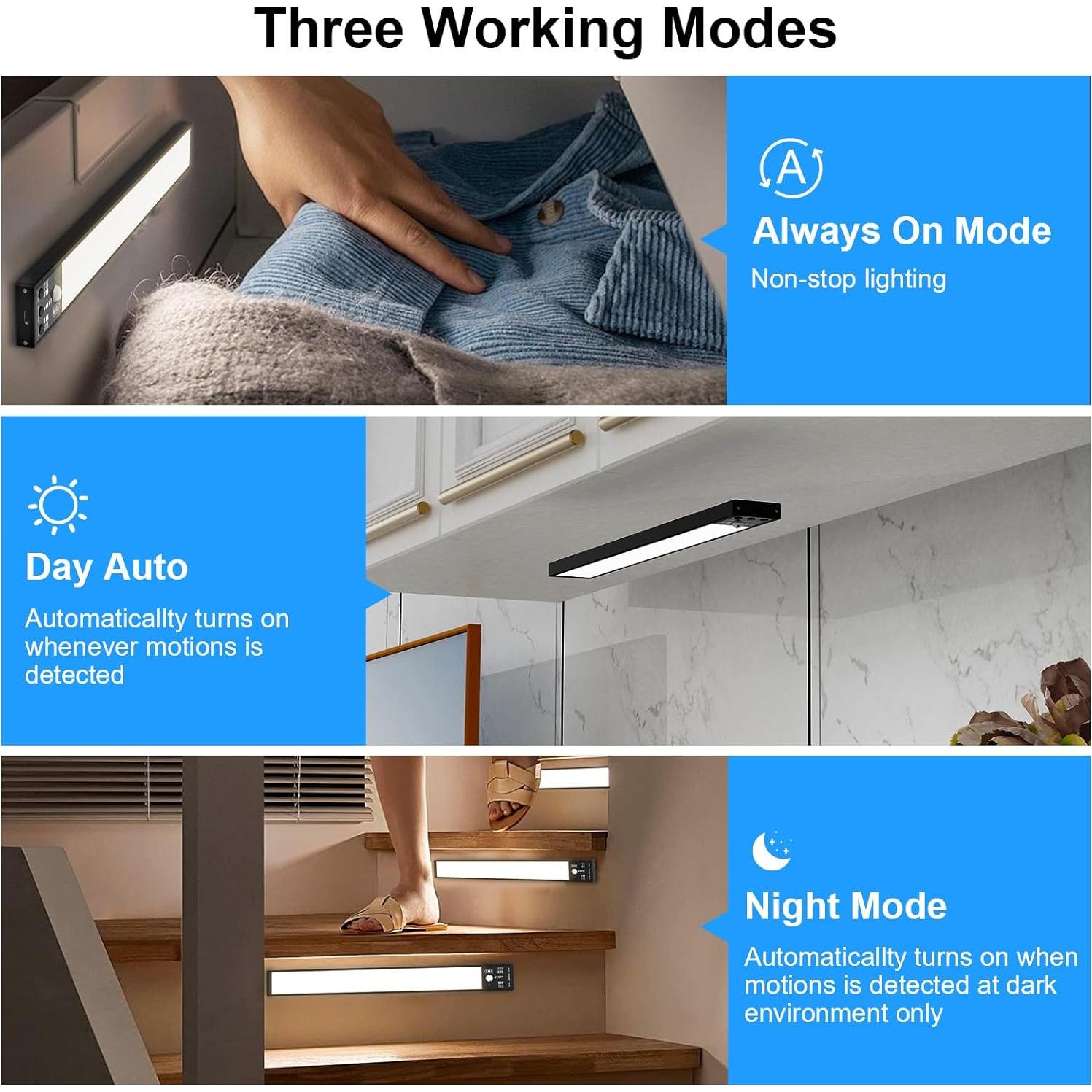 YELKO Luz Bajo Gabinete 30cm con Sensor de Movimiento Recargable