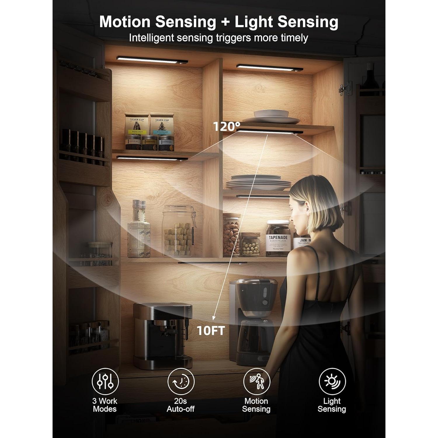 Luces Bajo Gabinete Inalámbricas Tnight 12" 3pk LED Sensor Movimiento