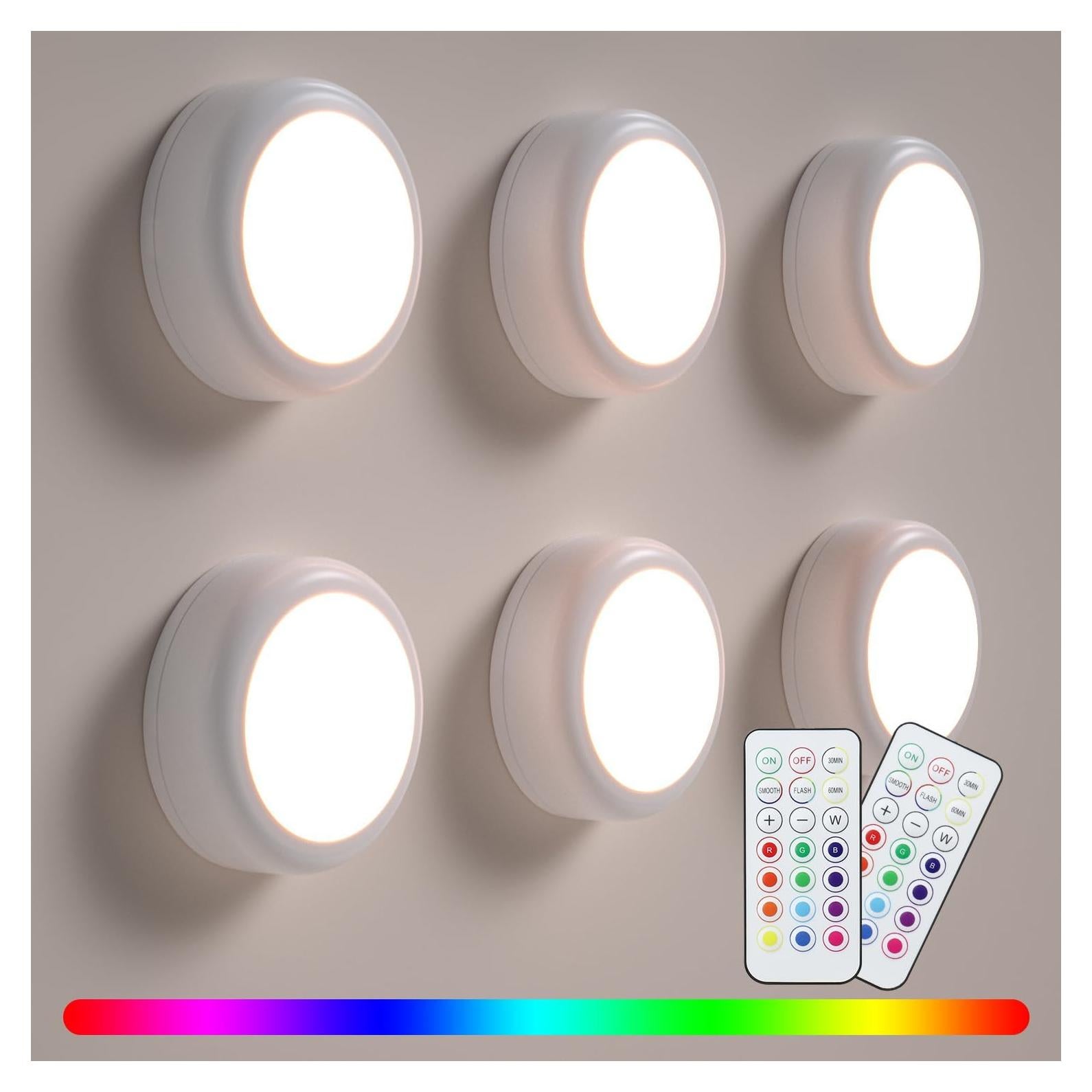 Luces LED Puck Inalámbricas BESTDLCLITE 6 Piezas 13 Colores