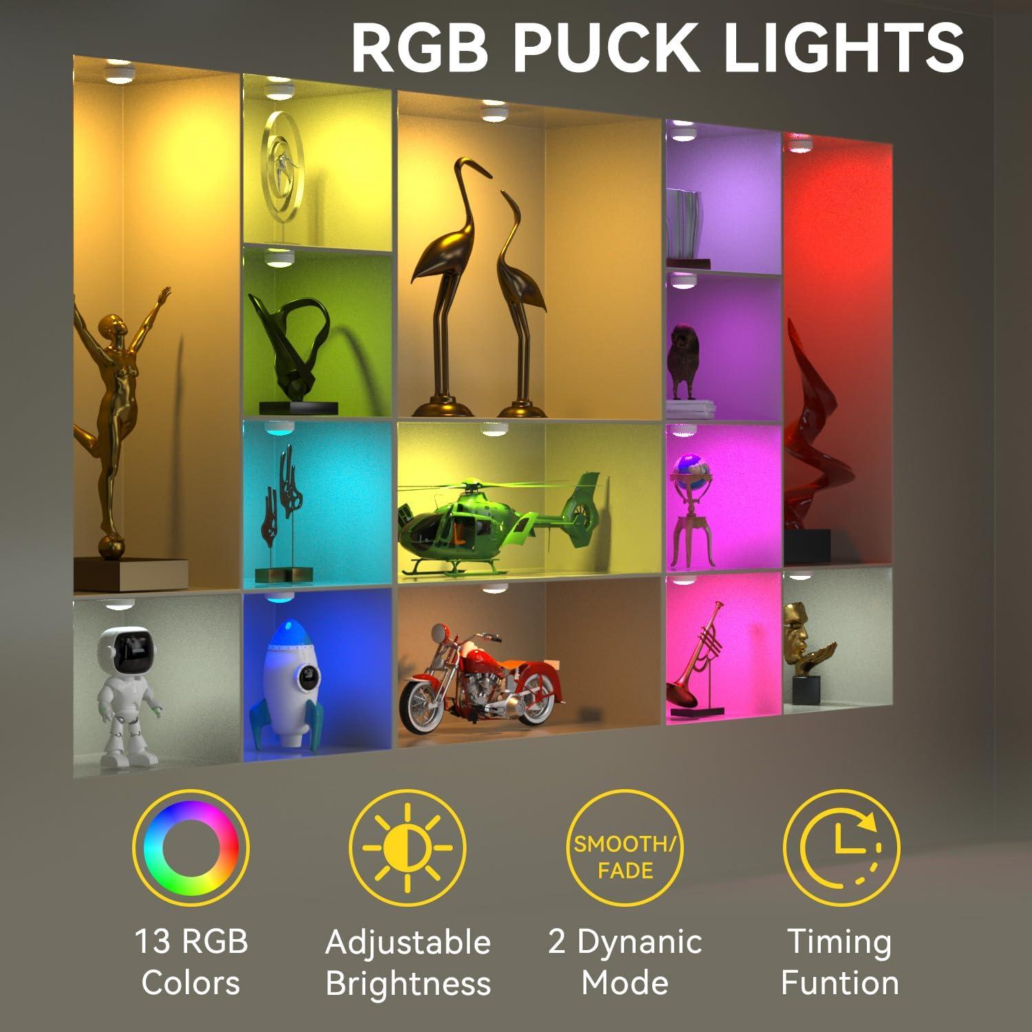 Luces LED Puck Inalámbricas BESTDLCLITE 6 Piezas 13 Colores