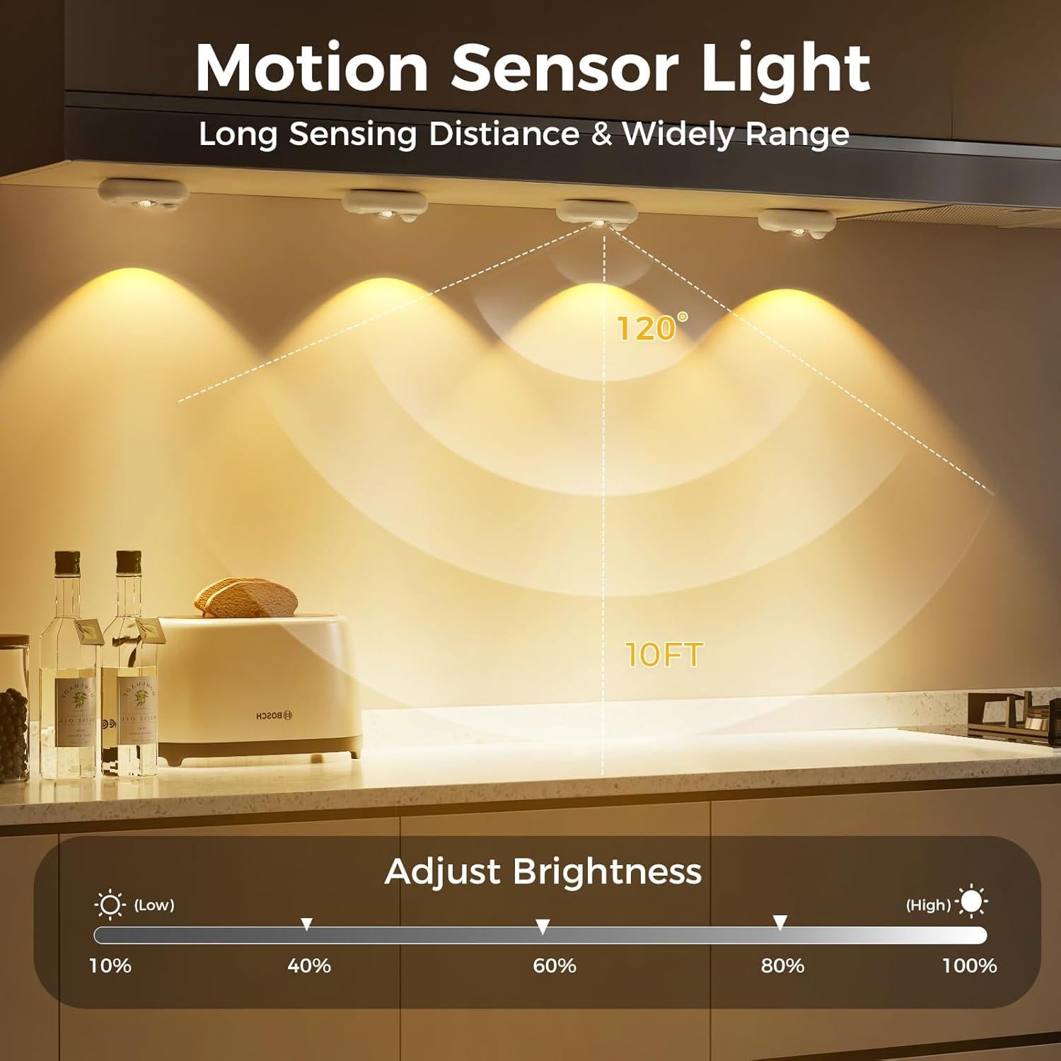 Luces de Puck LED con Sensor de Movimiento LKT, 4 Pzas