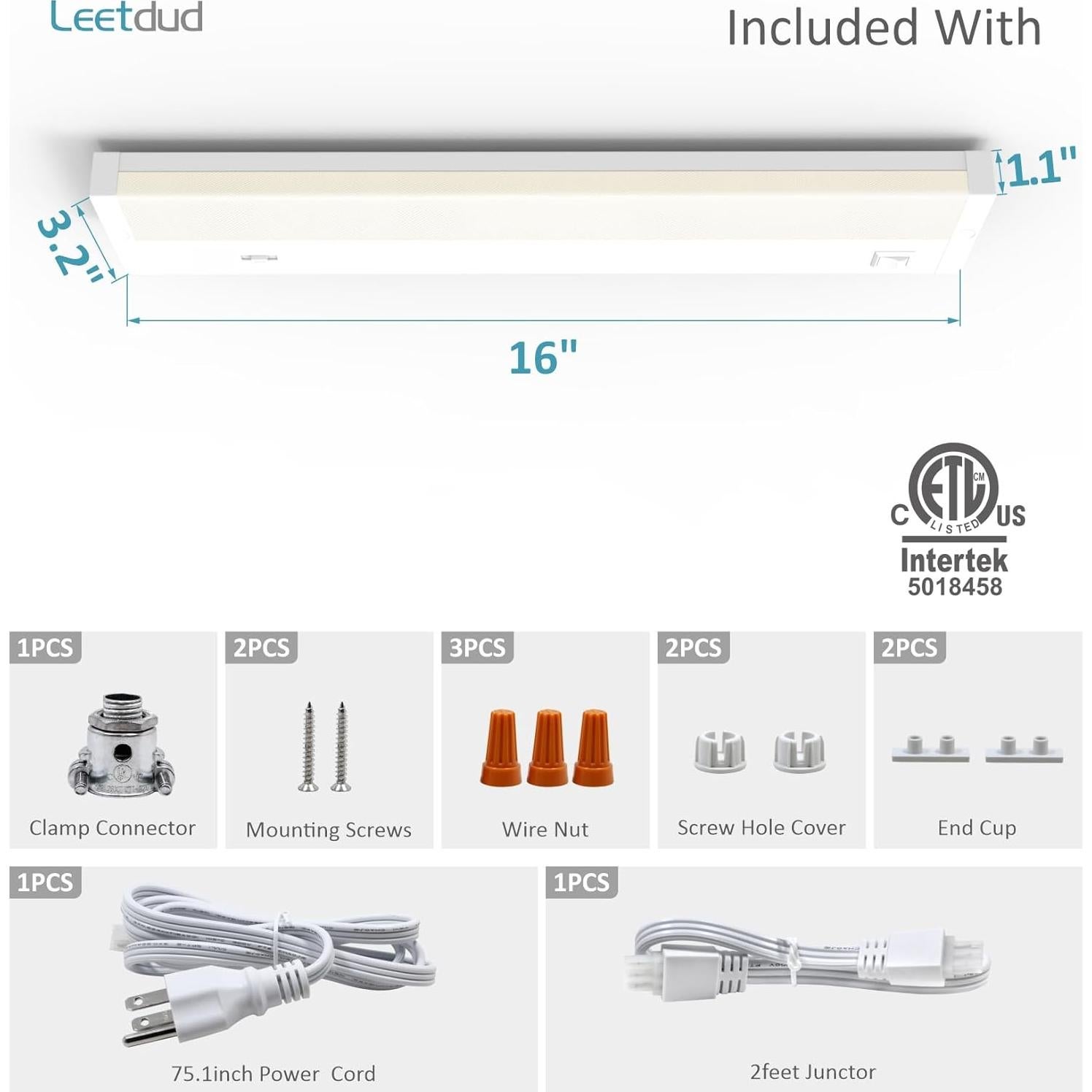 Iluminación LED Bajo Gabinete Leetdud 16" Regulable 5 Colores