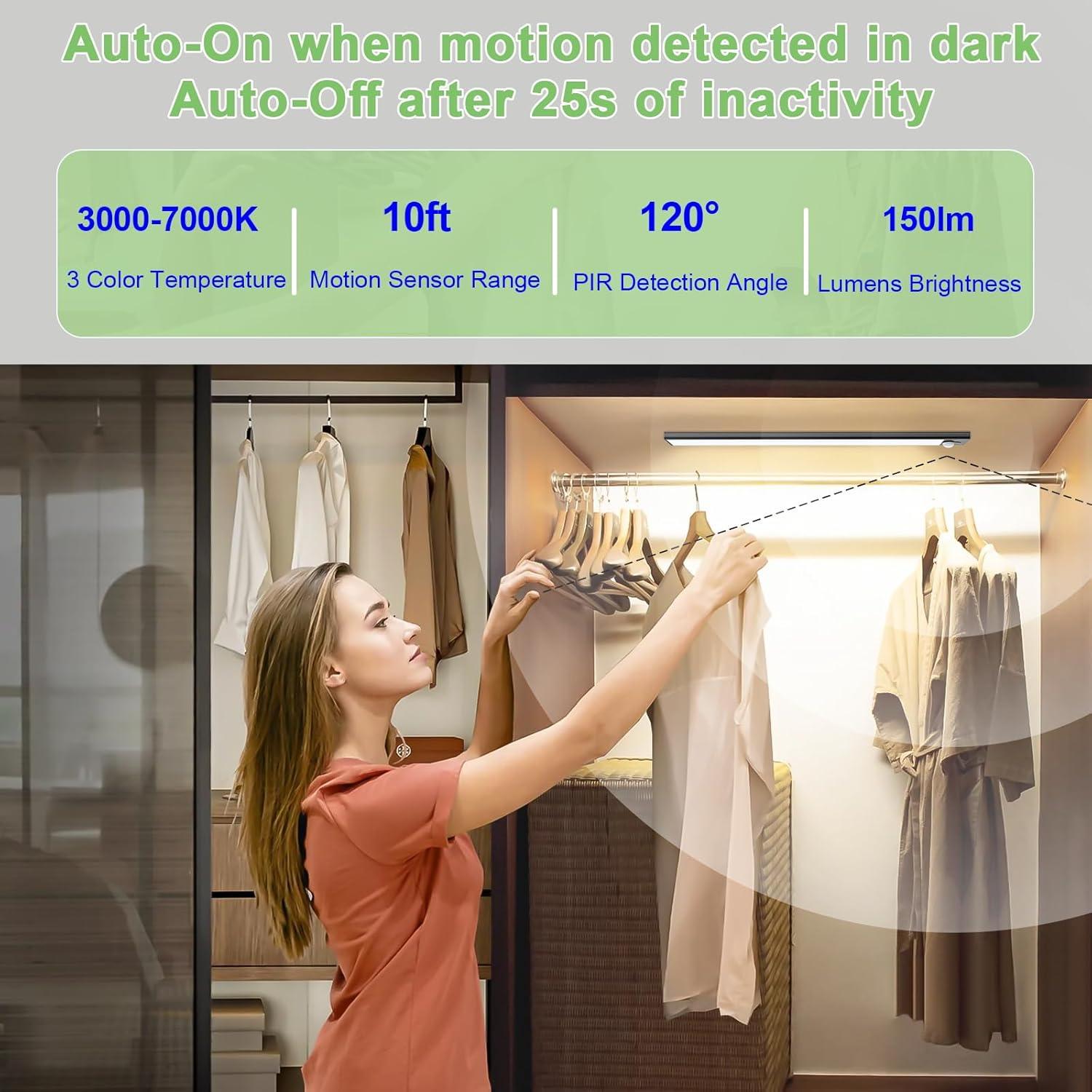 Luces LED Bajo Gabinete WOLDFY con Sensor de Movimiento 2 Pzs