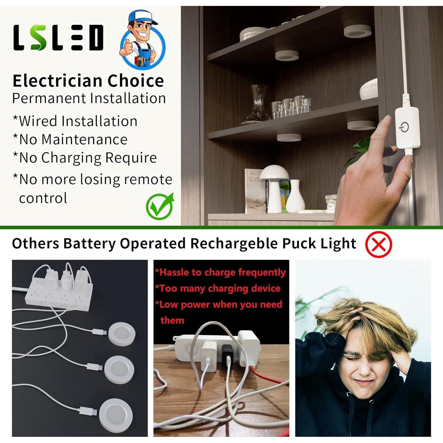 Kit de 6 Luces LED Puck L5L3D 18W 3000K Regulables