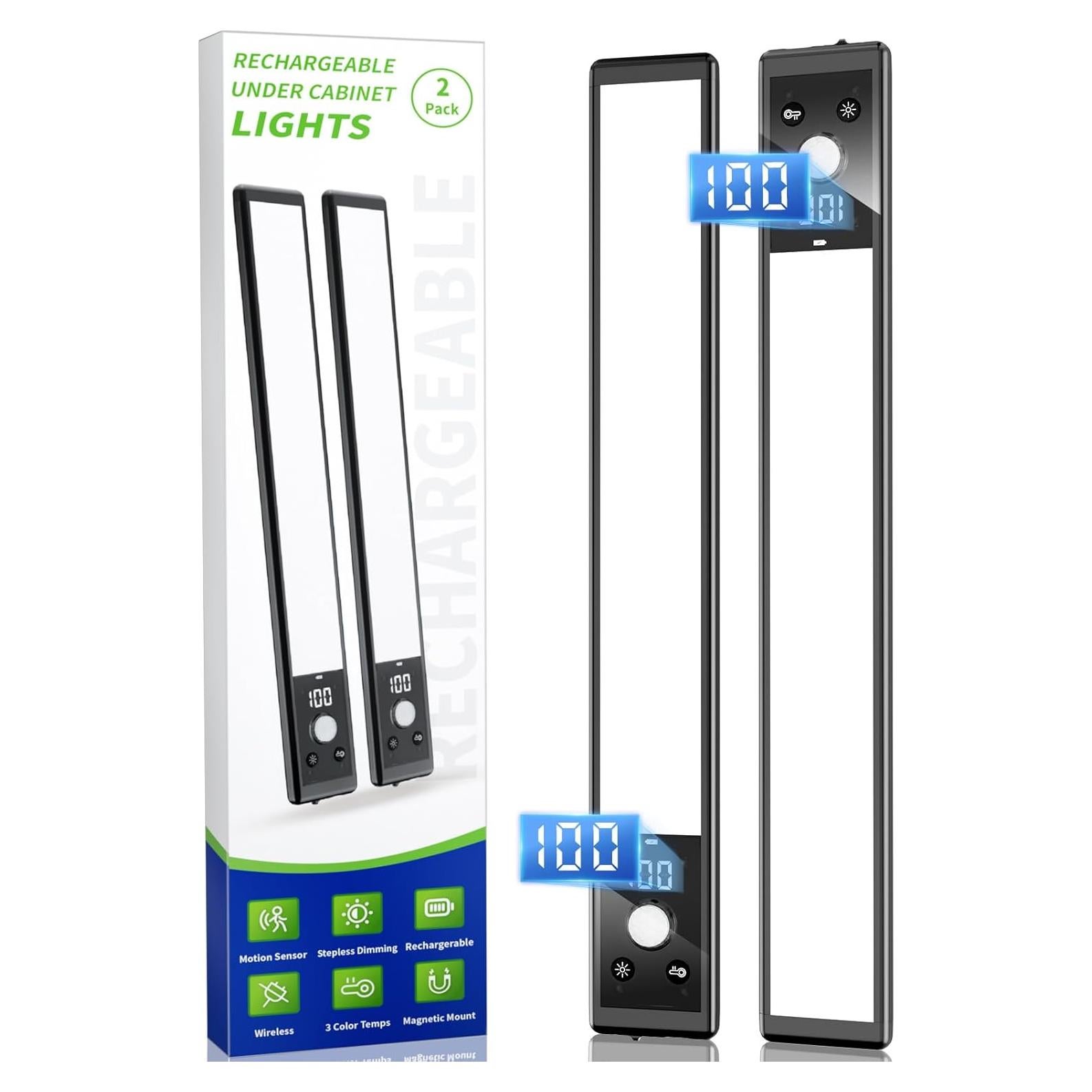 Luces Bajo Gabinete Mpotmiy 52 LED Recargables con Sensor 2-Pack