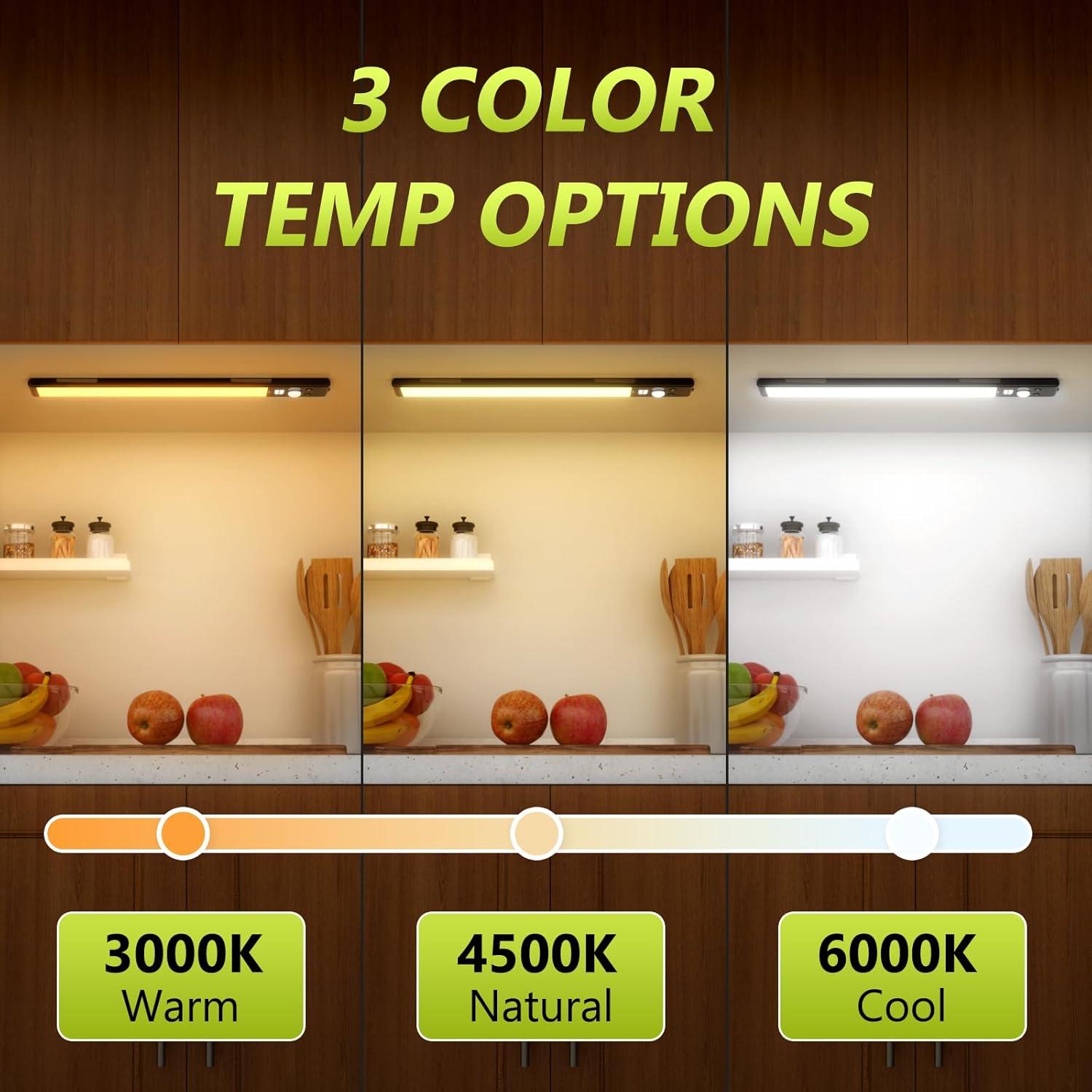 Luces Bajo Gabinete Mpotmiy 52 LED Recargables con Sensor 2-Pack