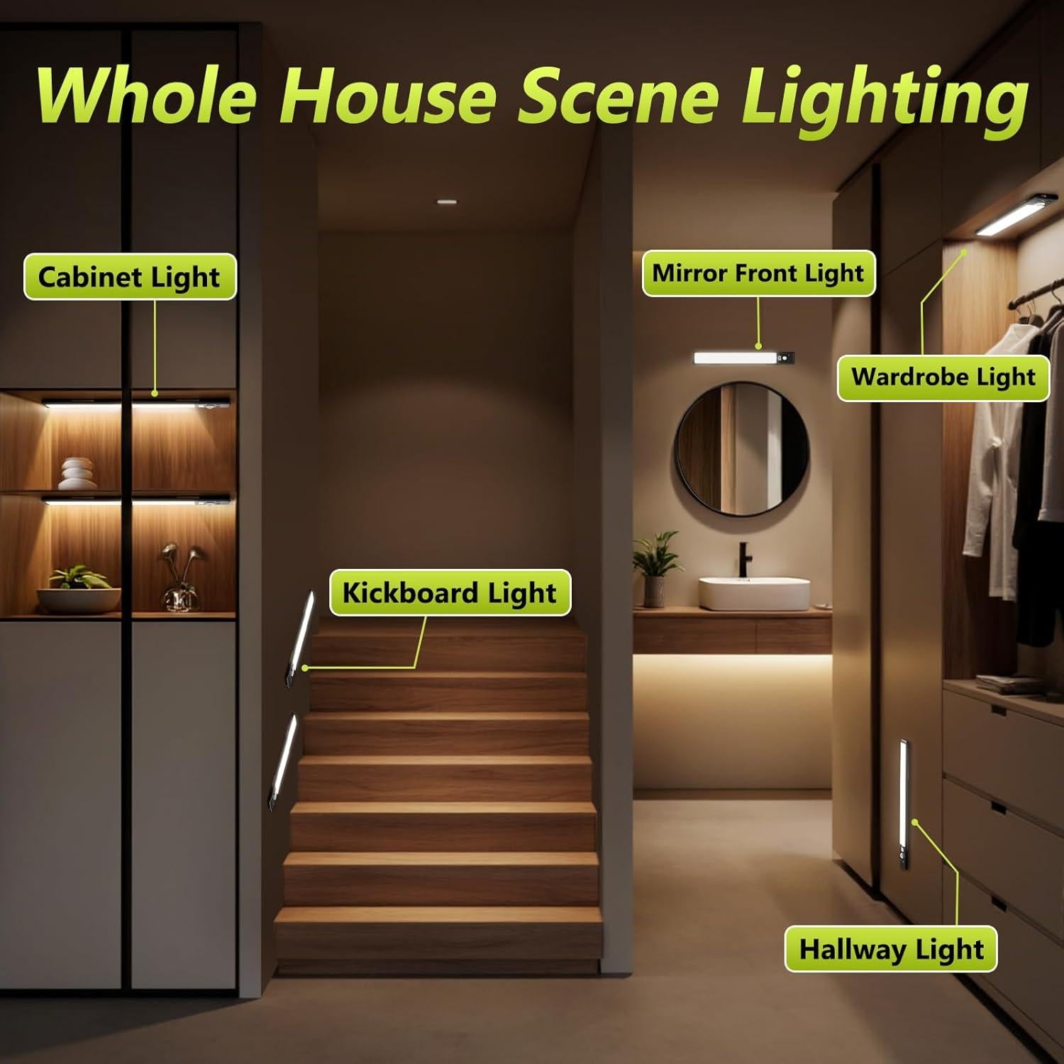 Luces Bajo Gabinete Mpotmiy 52 LED Recargables con Sensor 2-Pack