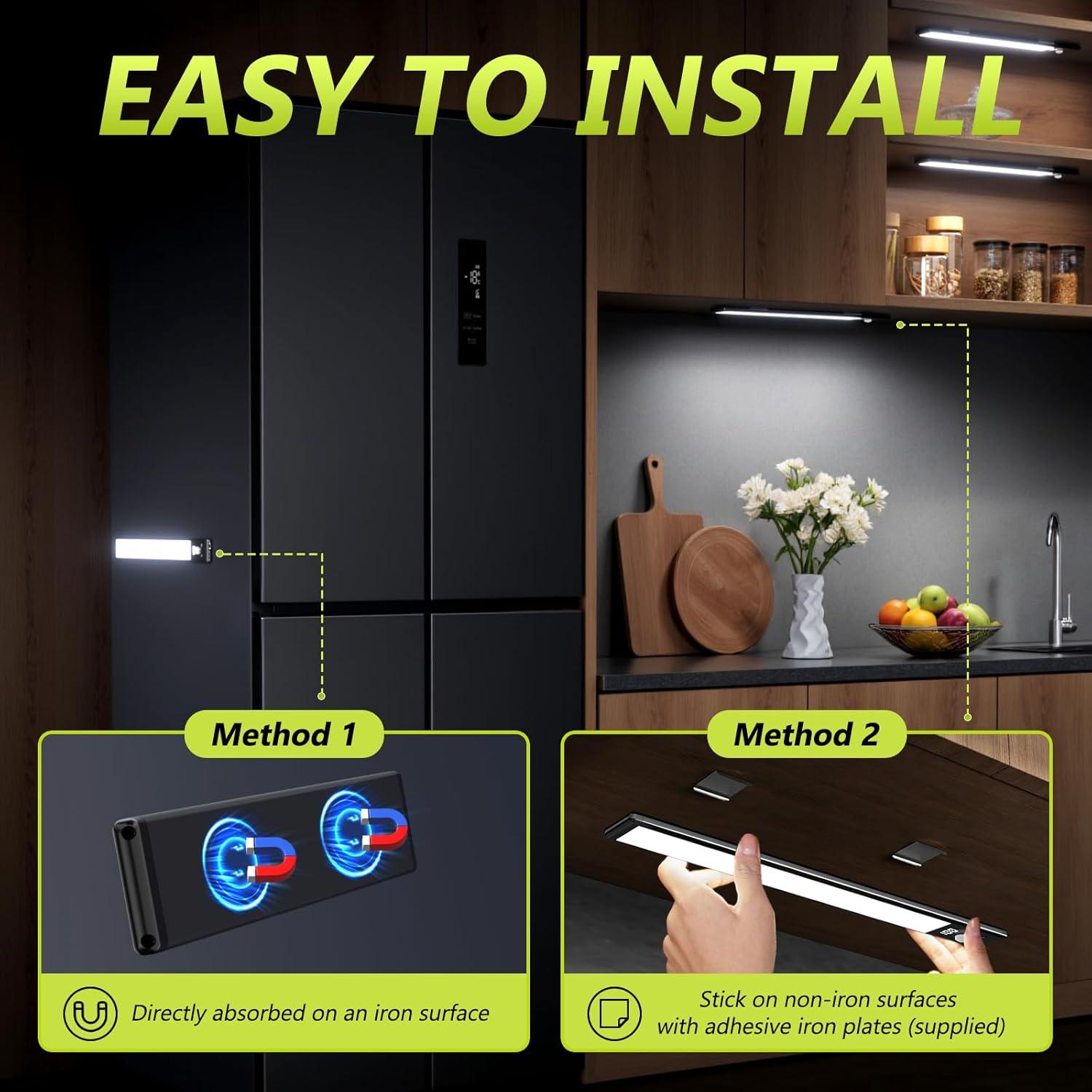 Luces Bajo Gabinete Mpotmiy 52 LED Recargables con Sensor 2-Pack