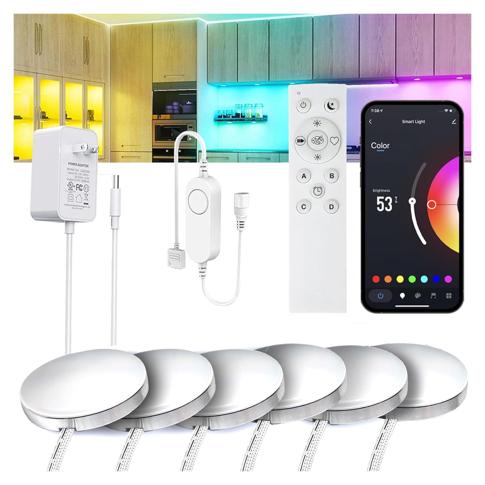 Kit de 6 Luces LED RGB YSRSAI con Control Remoto y App