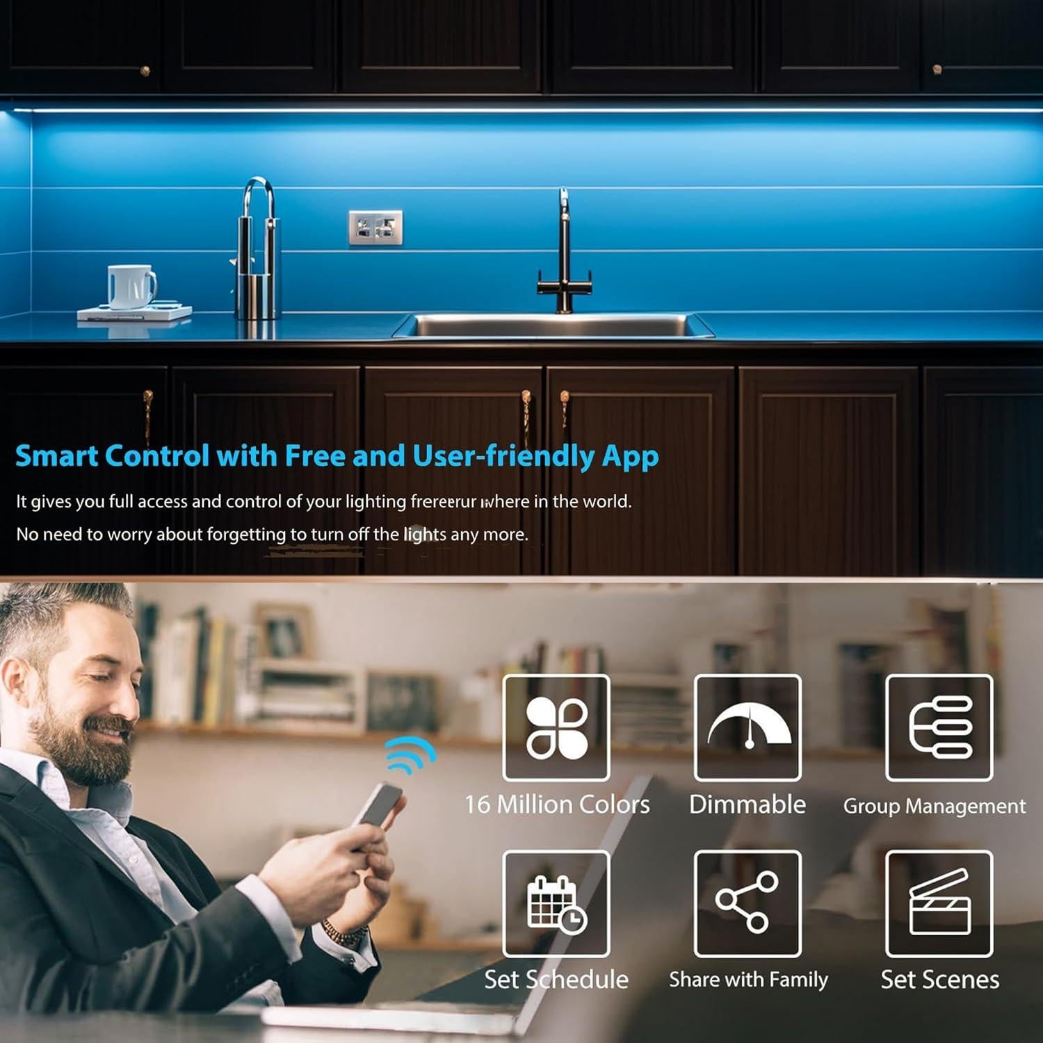 Kit de 6 Luces LED RGB YSRSAI con Control Remoto y App