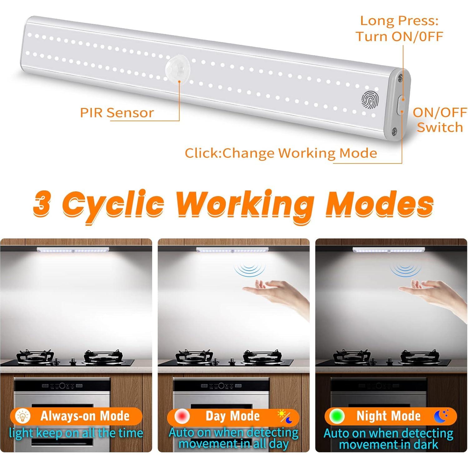 Sensor de Movimiento Inalámbrico Goodland, 3 Luces LED Recargables