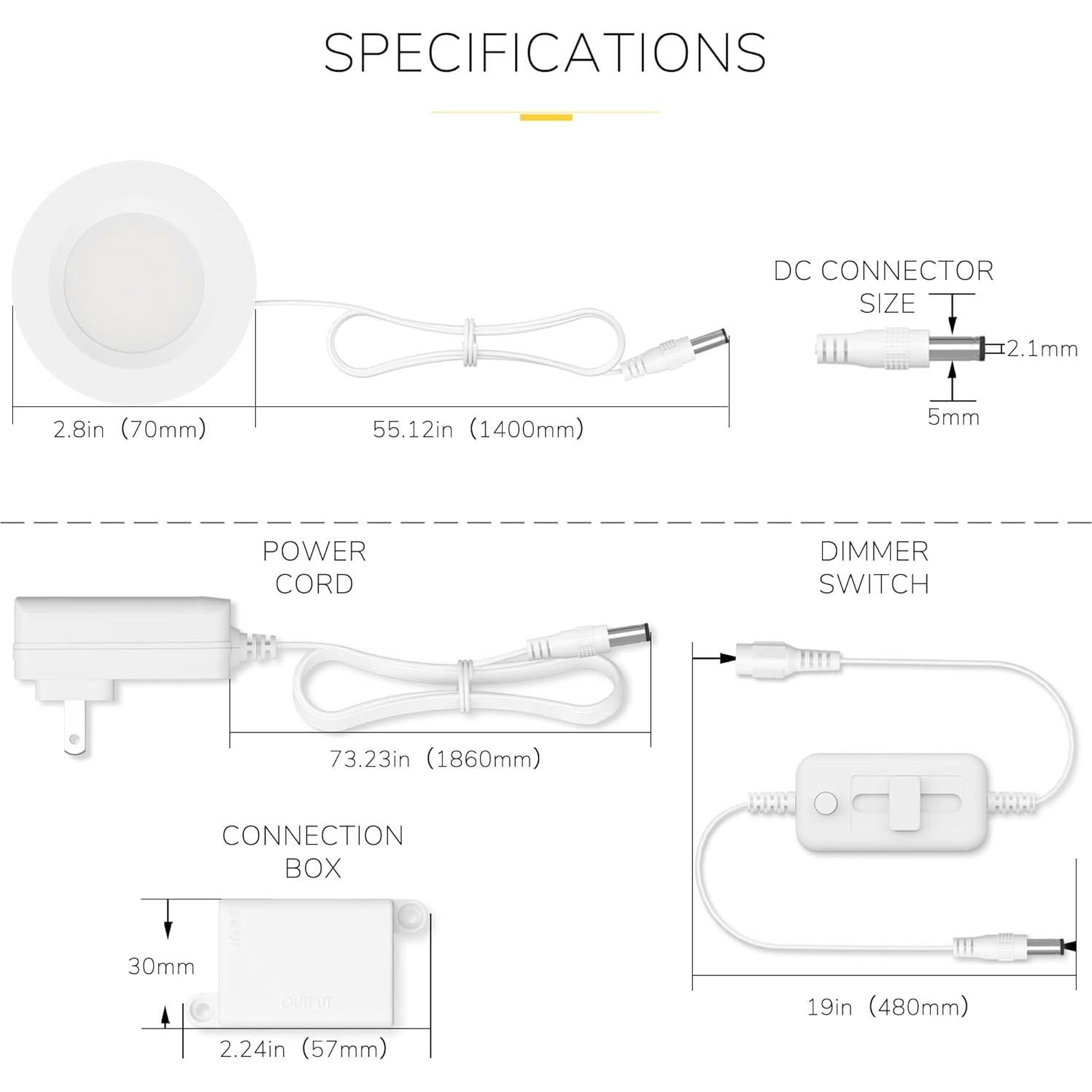 Kit de 3 Luces LED Dimmables GETINLIGHT 3000K Blanco