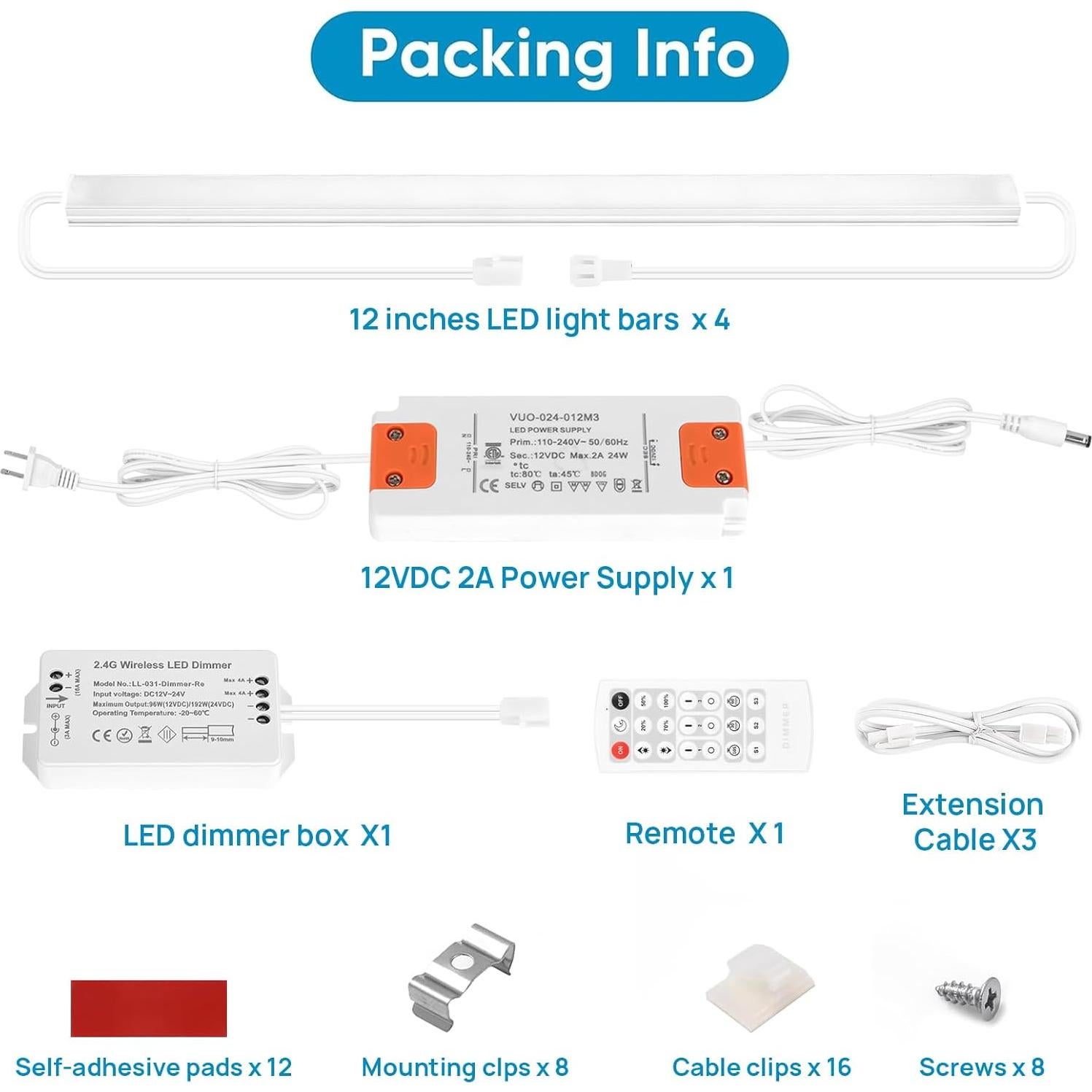 Kit de Luces Bajo Gabinete Litever 21W Luz Diurna 5000K