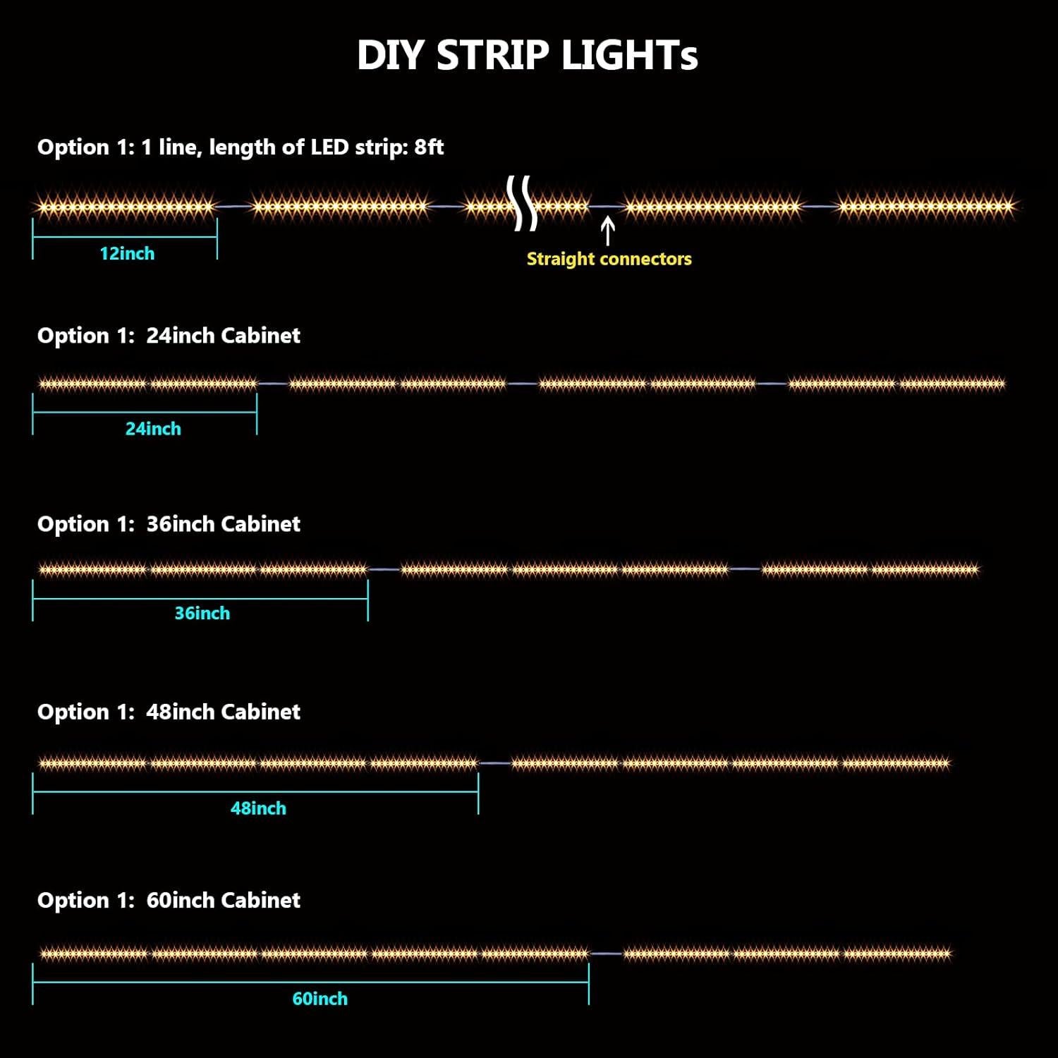 Kit de Iluminación Bajo Gabinete WOBANE 8 Piezas LED 1200lm 2700K