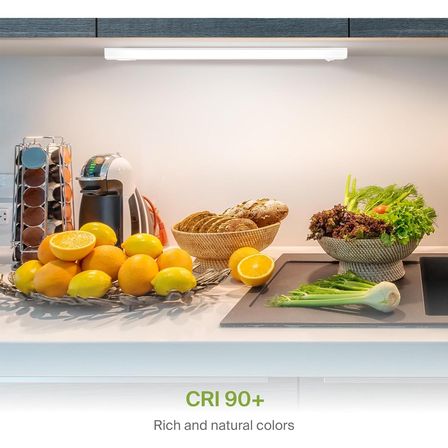 ASD 24 Inch LED Under Cabinet Lighting Hardwired, On/Off & Color Temp Switch, 12W 1051LM, 5CCT 2700K-5000K CRI90+, Dimmable Under Counter Lights for Kitchen, Under Cabinet Lights, 2 Pack, UL