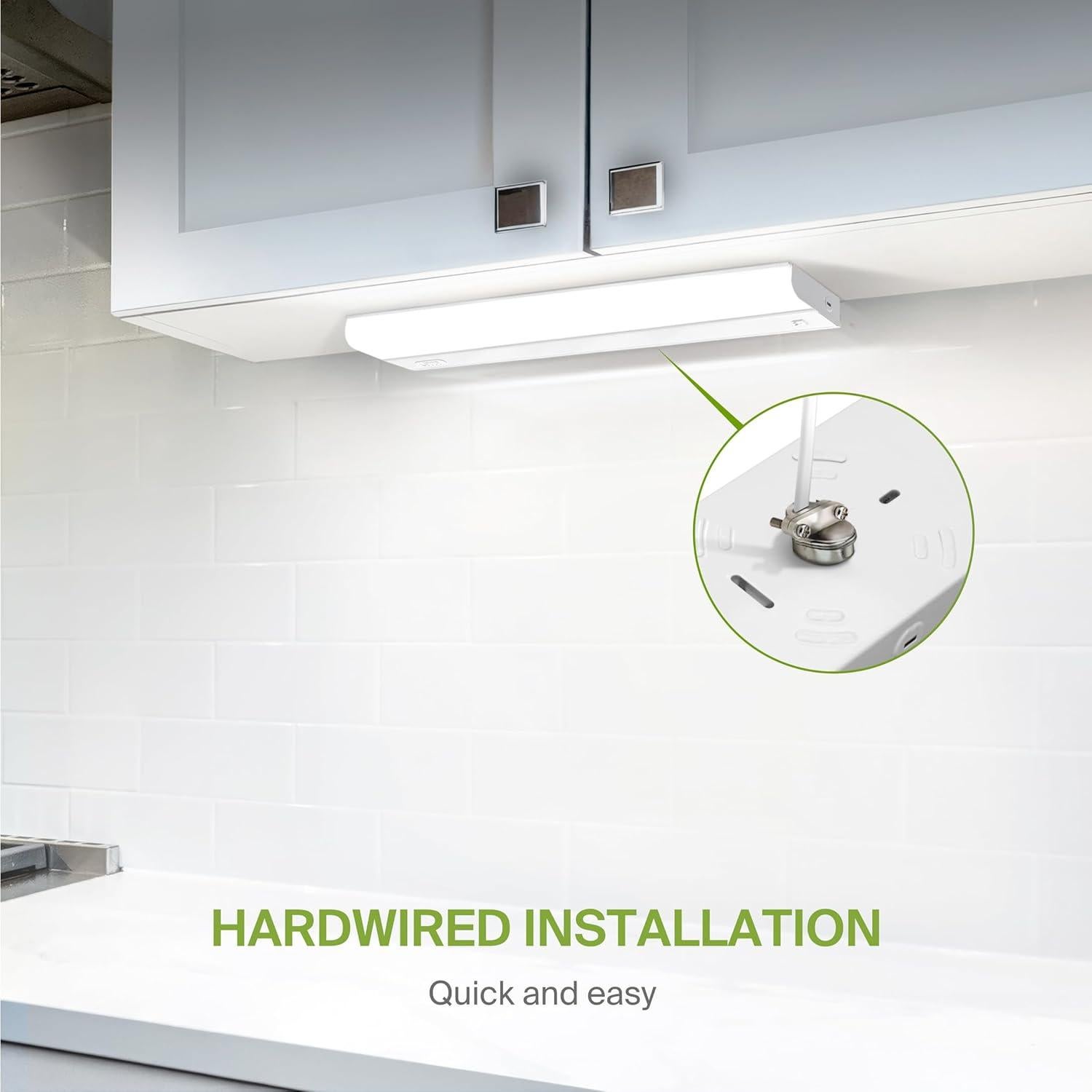 ASD 24 Inch LED Under Cabinet Lighting Hardwired, On/Off & Color Temp Switch, 12W 1051LM, 5CCT 2700K-5000K CRI90+, Dimmable Under Counter Lights for Kitchen, Under Cabinet Lights, 2 Pack, UL