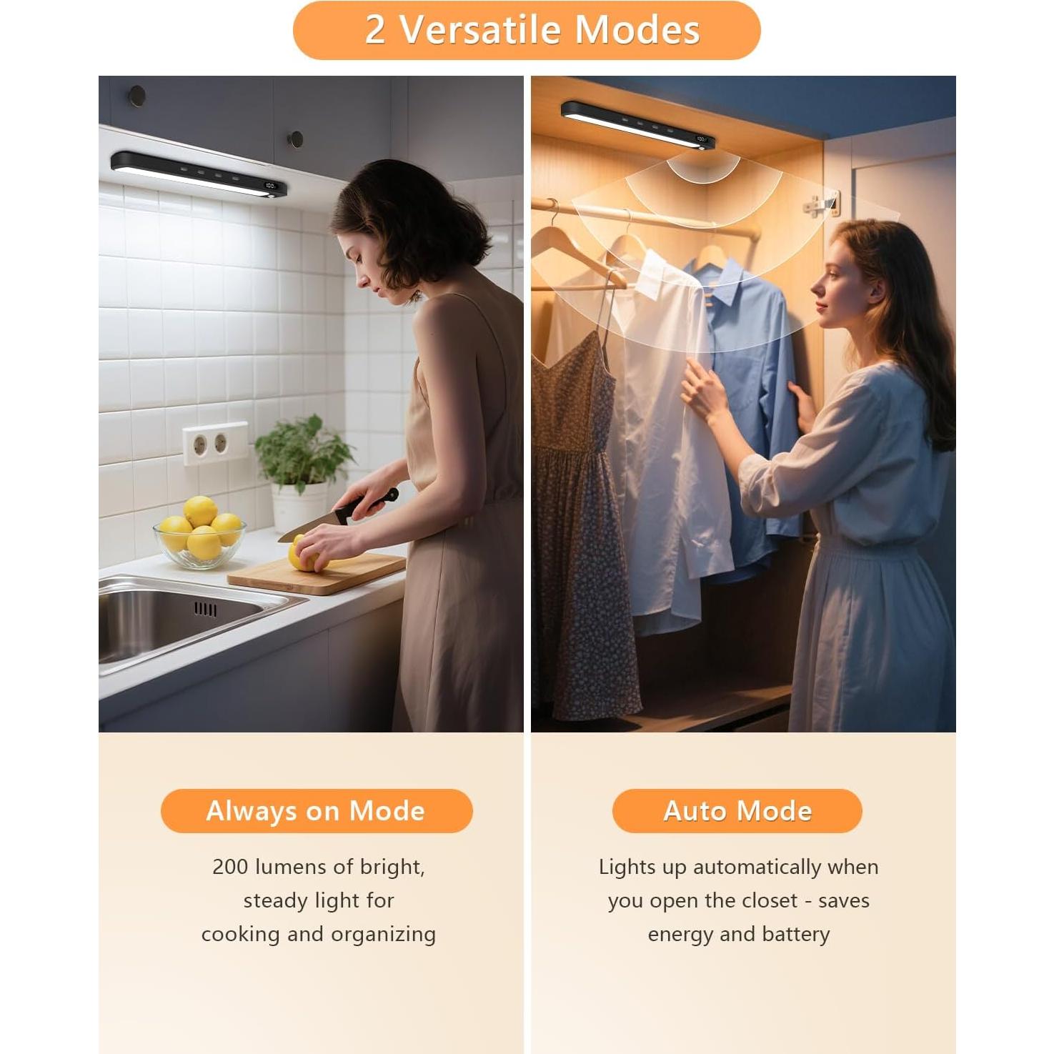 Luces LED WILLED para Gabinete y Closet, Sensor Movimiento, 2 Pzas