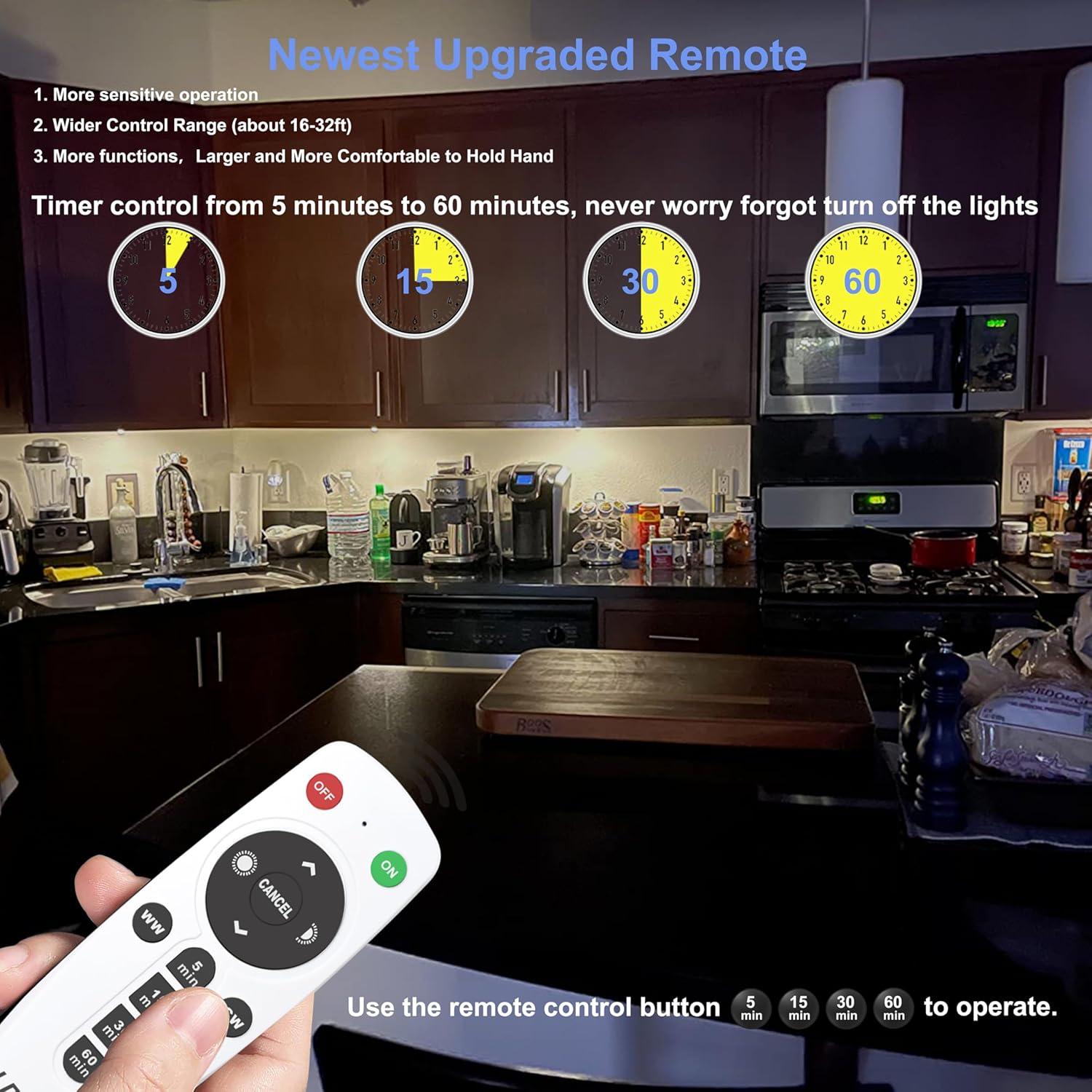 Luces Bajo Gabinete LED LDOPTO Inalámbricas 4 Piezas con Control Remoto