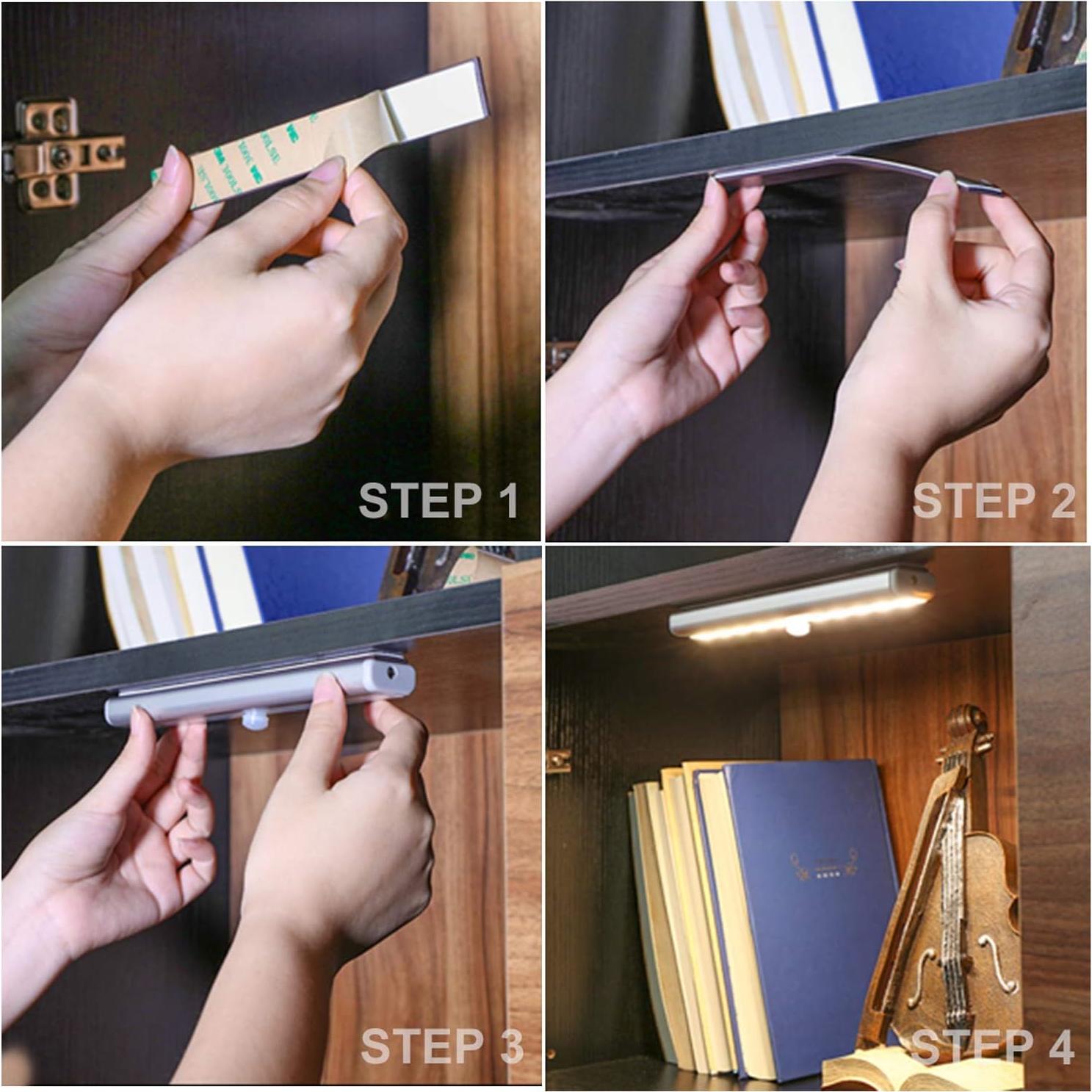 Luces Bajo Gabinete LED LDOPTO Inalámbricas 4 Piezas con Control Remoto