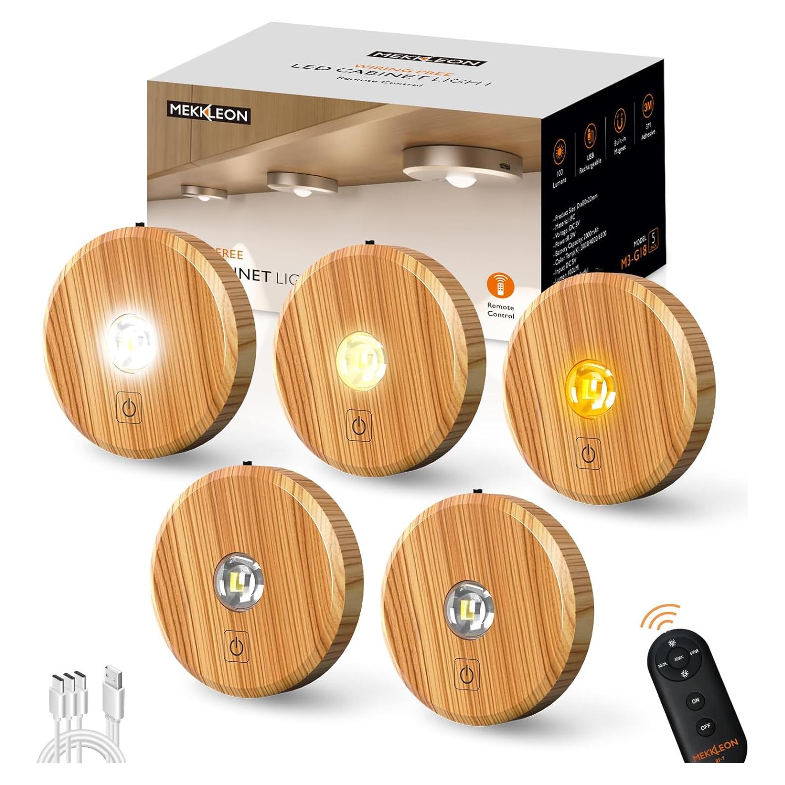 Luces Puck Inalámbricas Recargables 2200mAh con Control Remoto - 5PCS