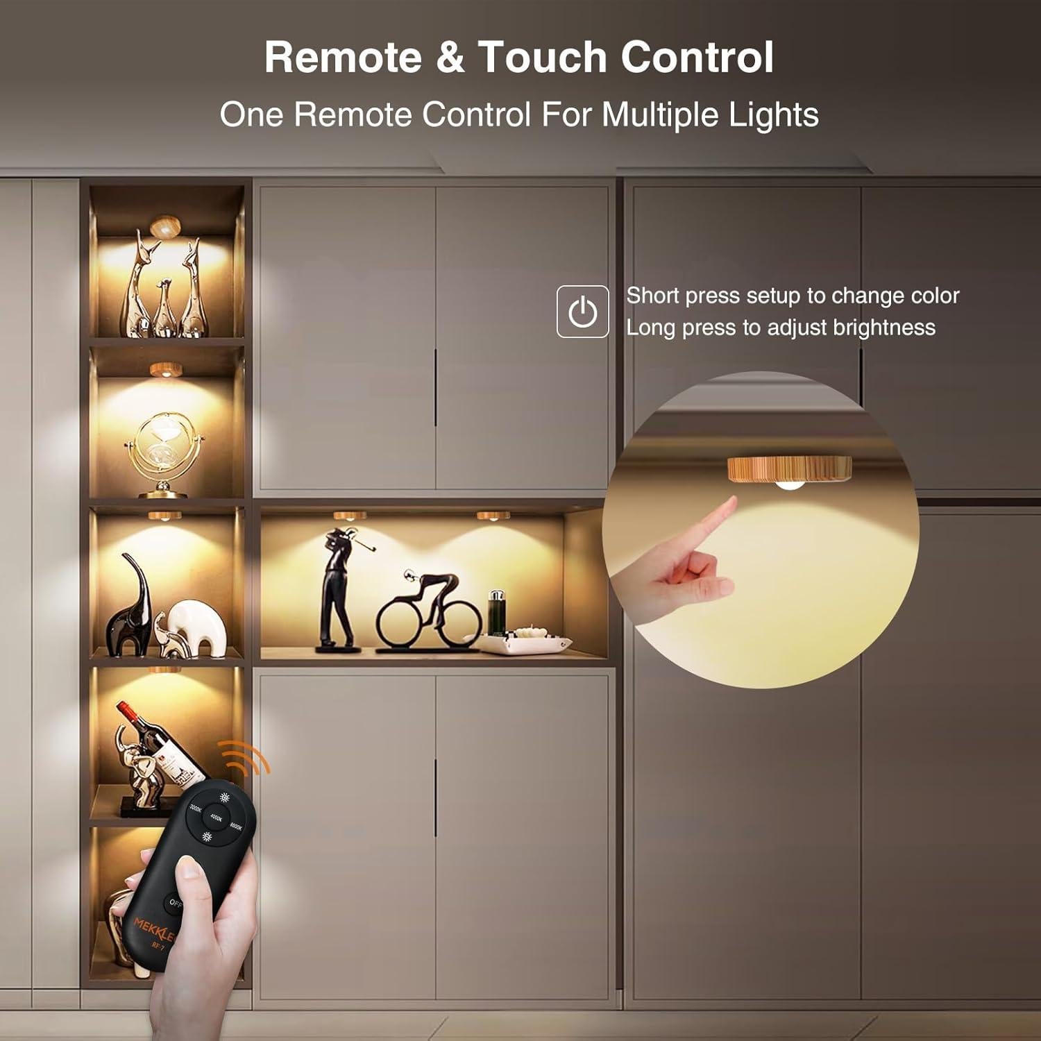 Luces Puck Inalámbricas Recargables 2200mAh con Control Remoto - 5PCS