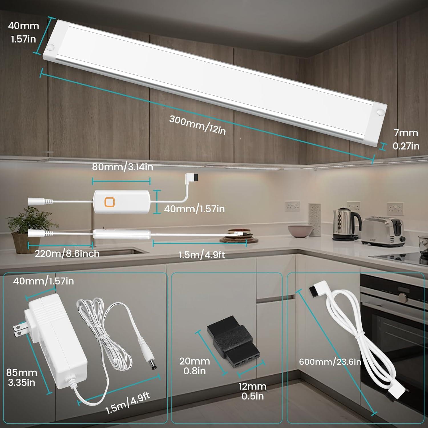 Kit de Iluminación LED Bajo Gabinete MYPLUS 3 Pcs 30.48 cm 6.2W