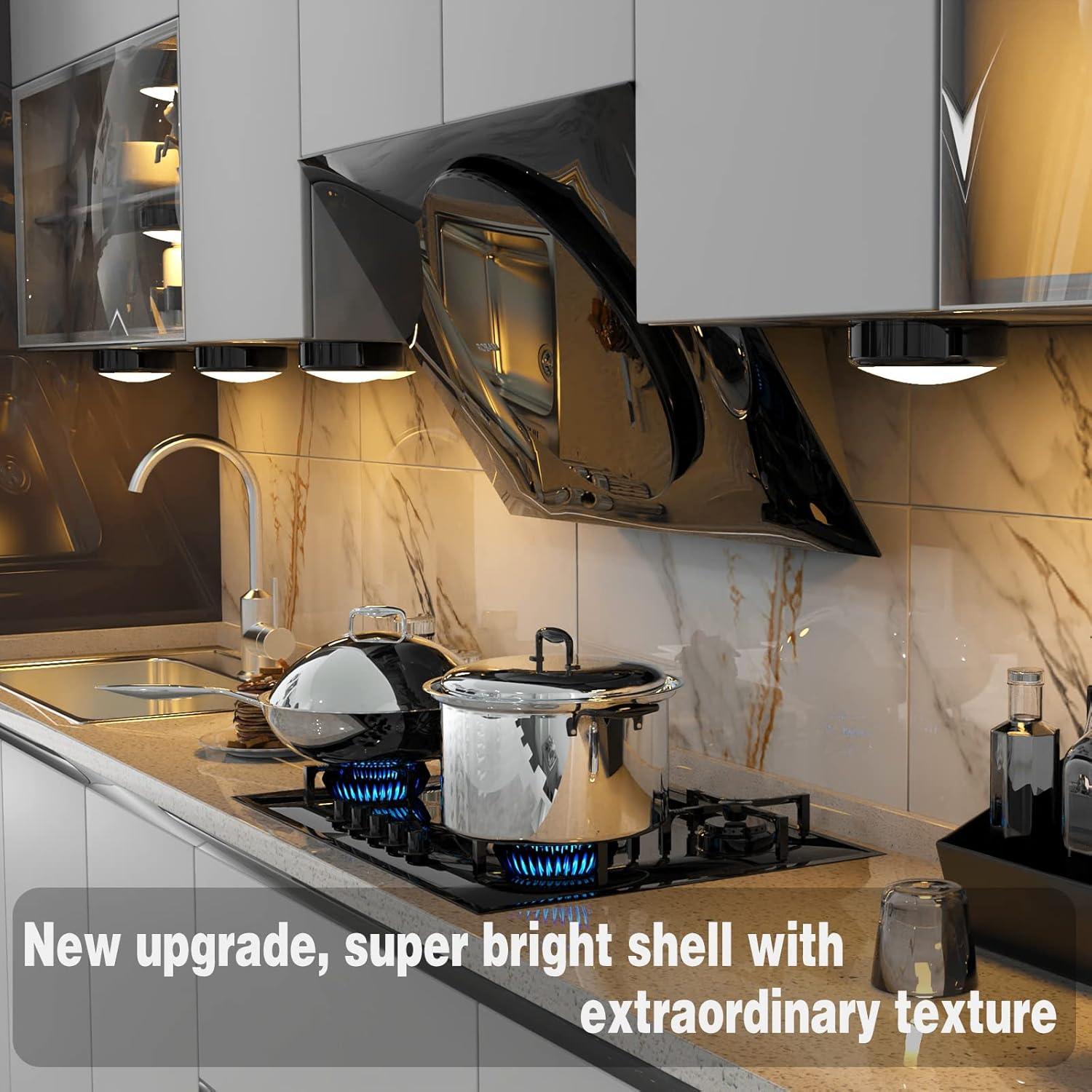 ILUXY Luces LED Puck con Control Remoto, Paquete de 6, Negro