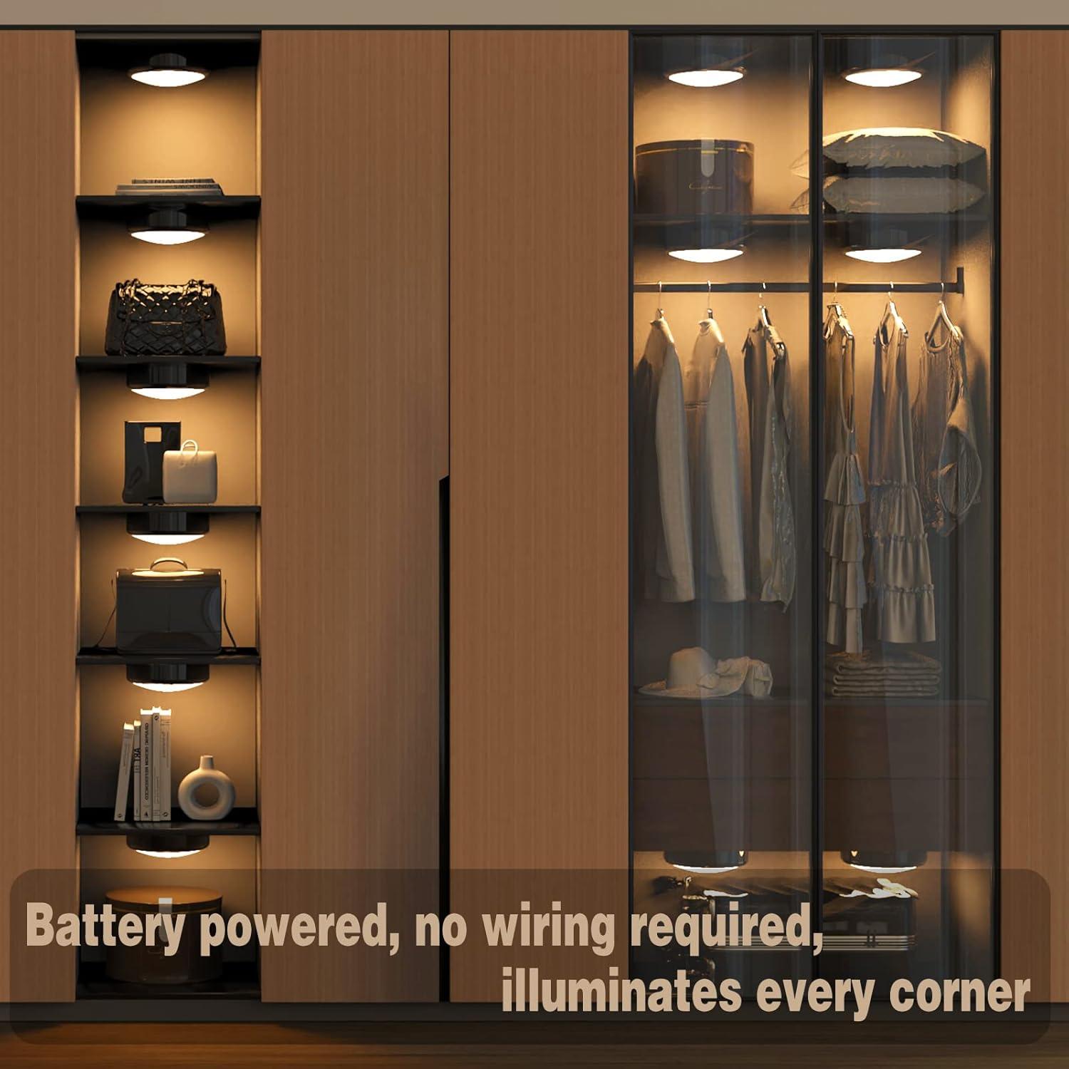 ILUXY Luces LED Puck con Control Remoto, Paquete de 6, Negro