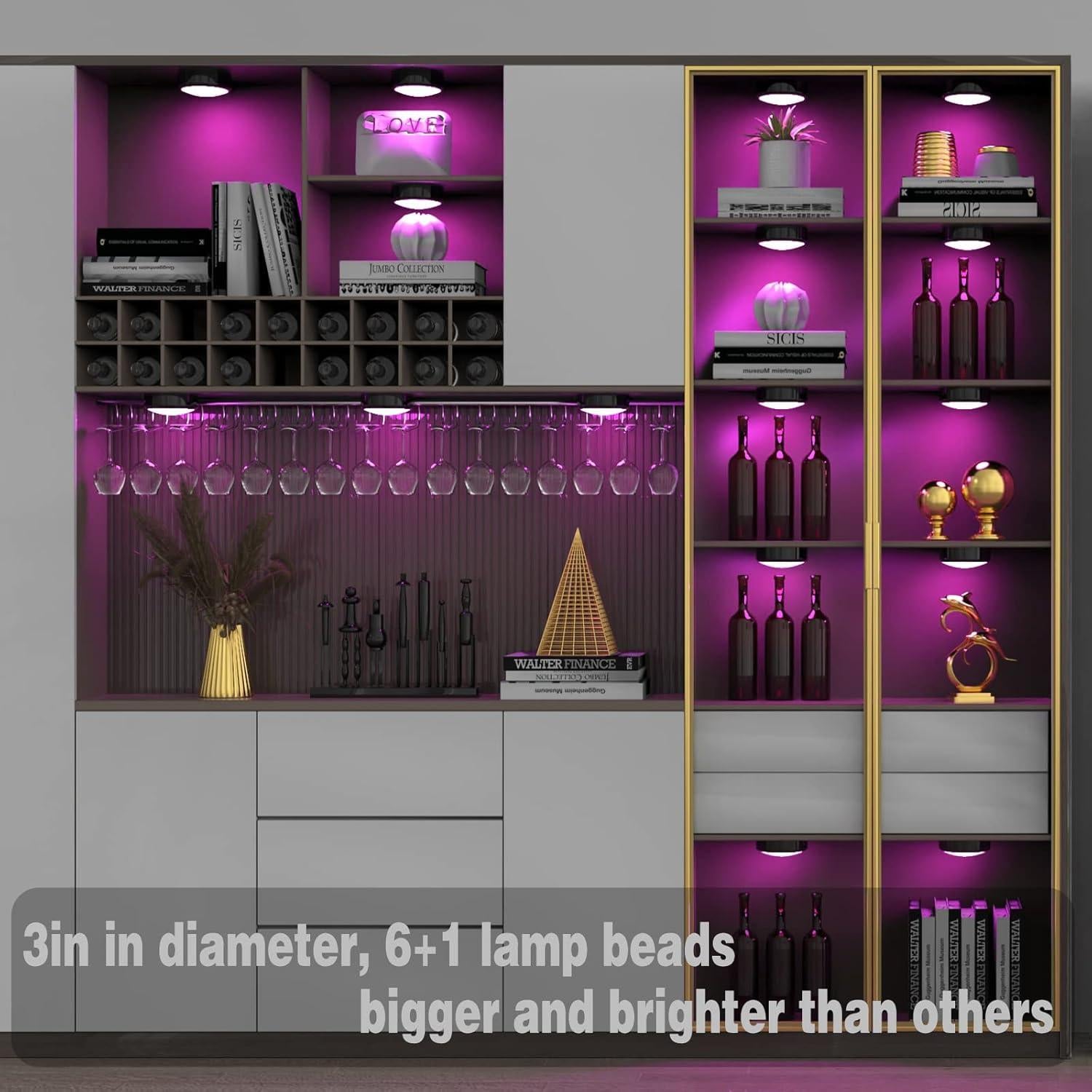 ILUXY Luces LED Puck con Control Remoto, Paquete de 6, Negro