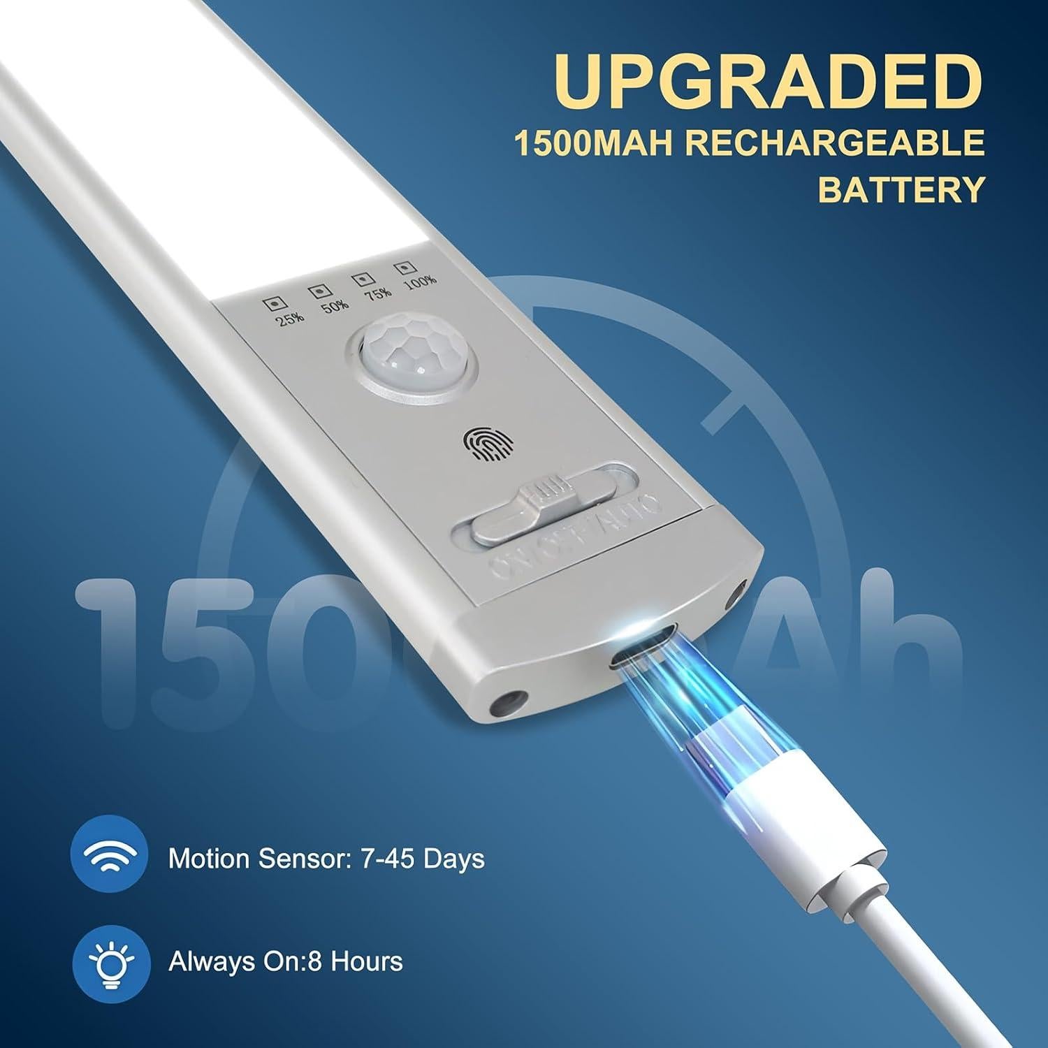 Luces Bajo Gabinete Recargables CPFLITA 10" 4 Pack con Sensor