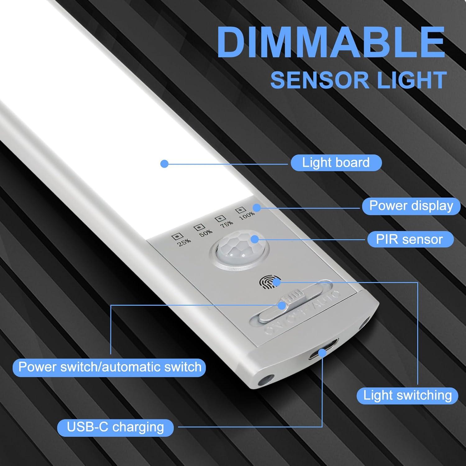 Luces Bajo Gabinete Recargables CPFLITA 10" 4 Pack con Sensor