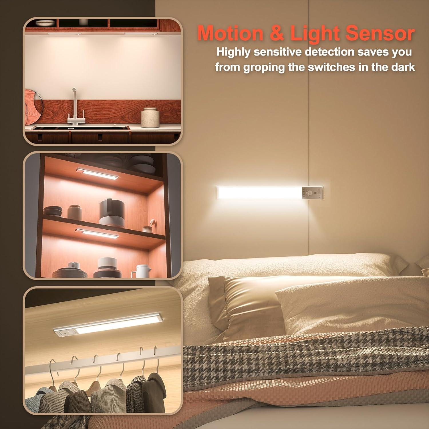 Luces Bajo Gabinete Recargables CPFLITA 10" 4 Pack con Sensor