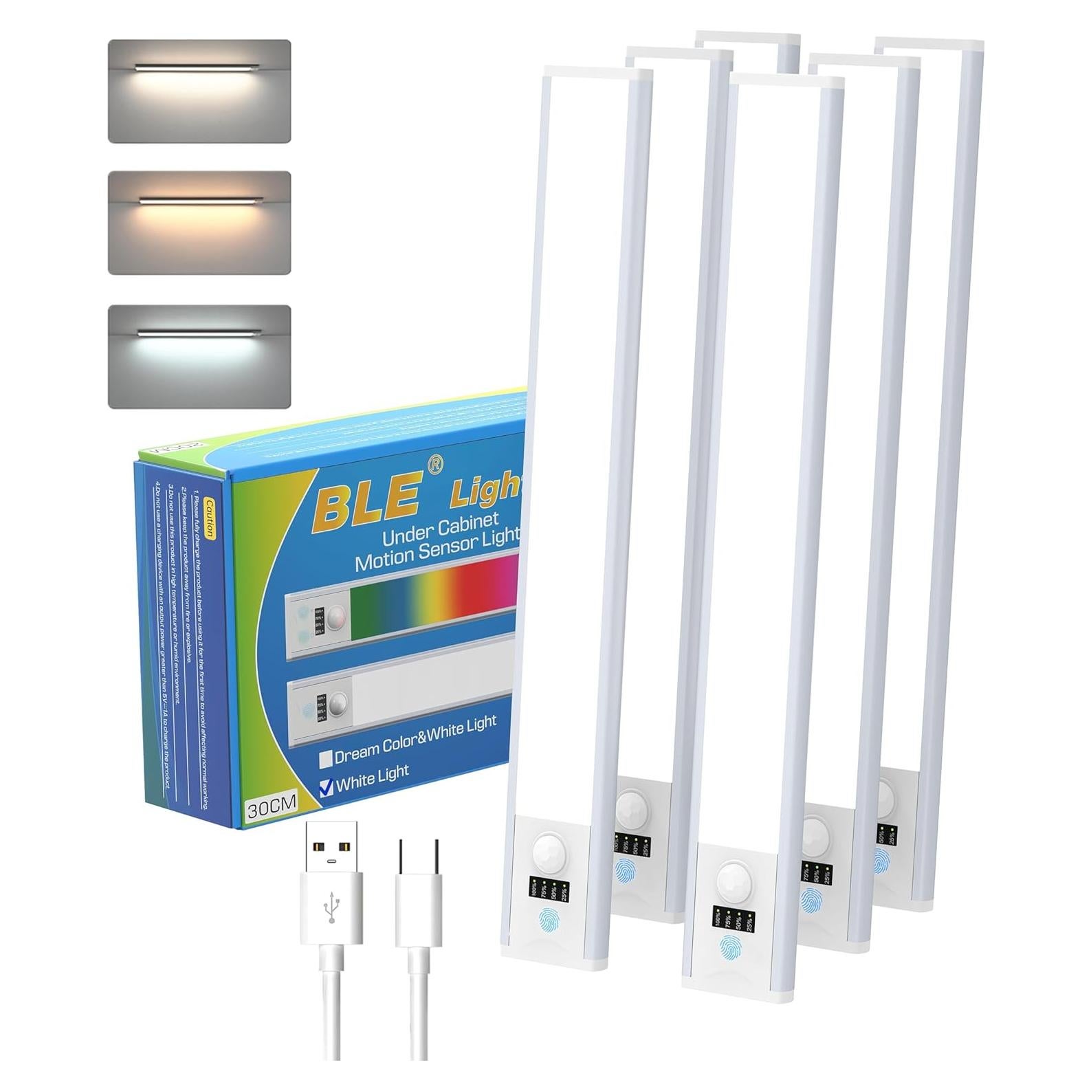 Luz bajo gabinete LED BLE 30.48cm recargable con sensor